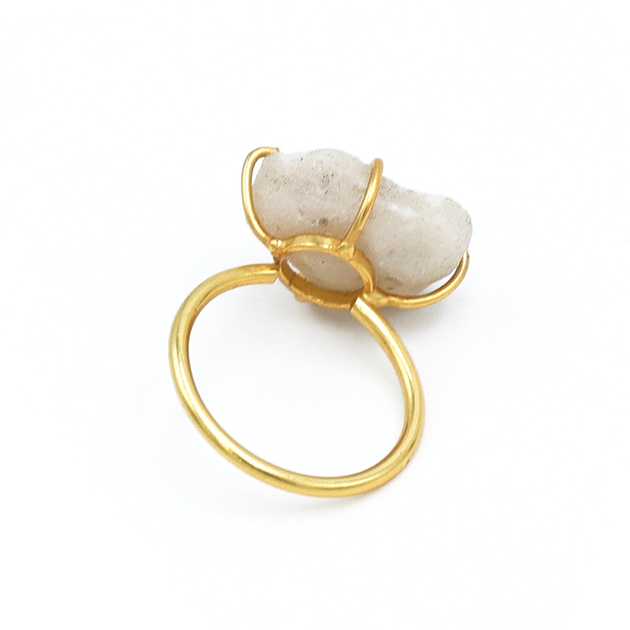 Dua Grey Druzy Gold-Plated Adjustable Ring – Raw Stone Contemporary Jewelry for Women