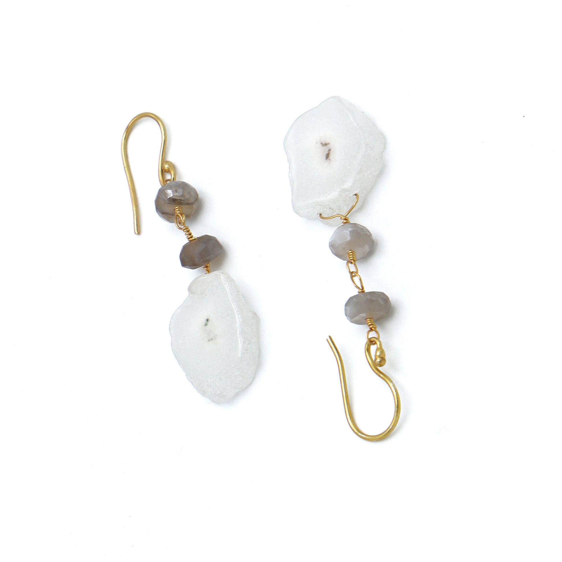 DuaGreyMoonstoneandSolarQuartzEarrings_HandmadeGold-PlatedElegantJewelry