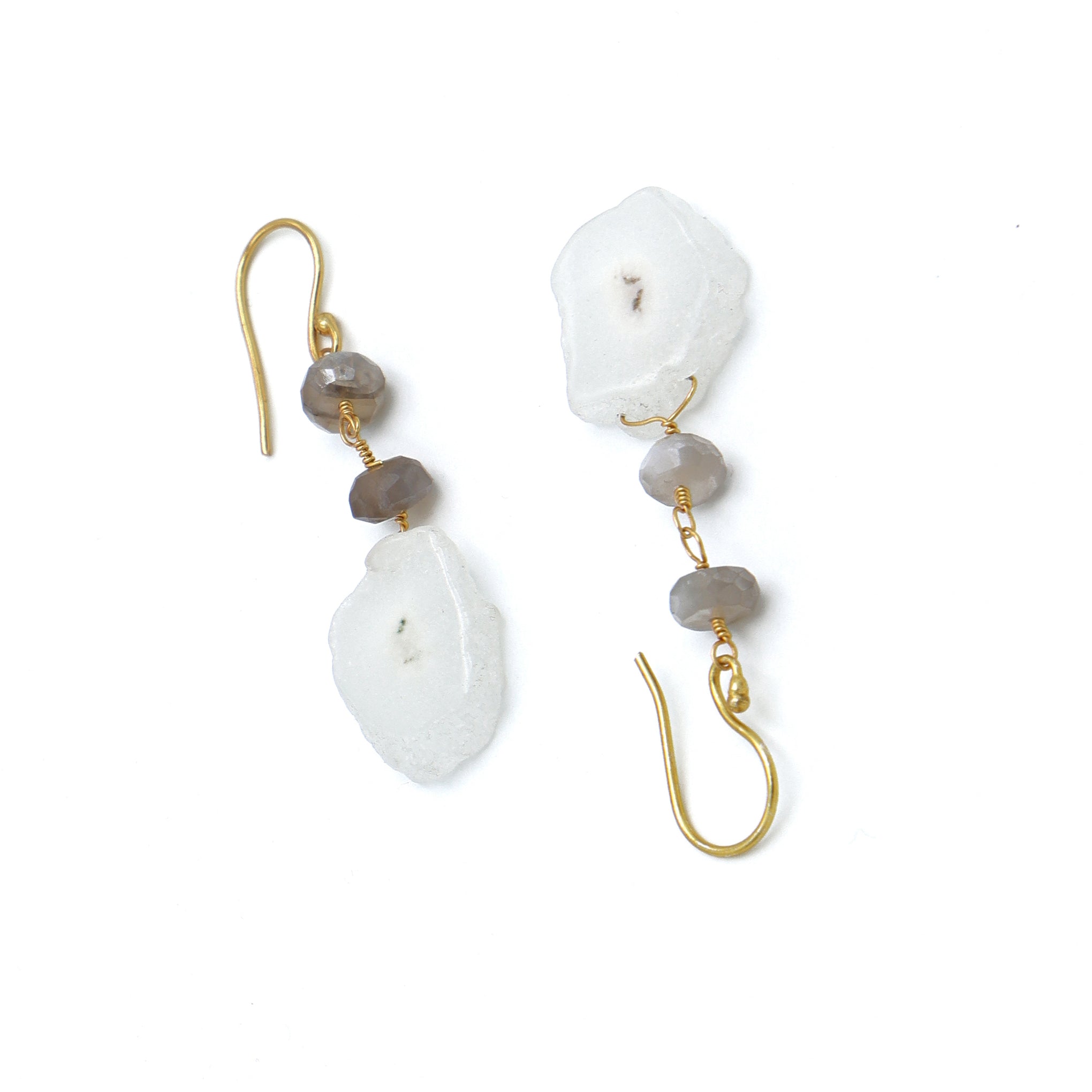 DuaGreyMoonstoneandSolarQuartzEarrings_HandmadeGold-PlatedElegantJewelry