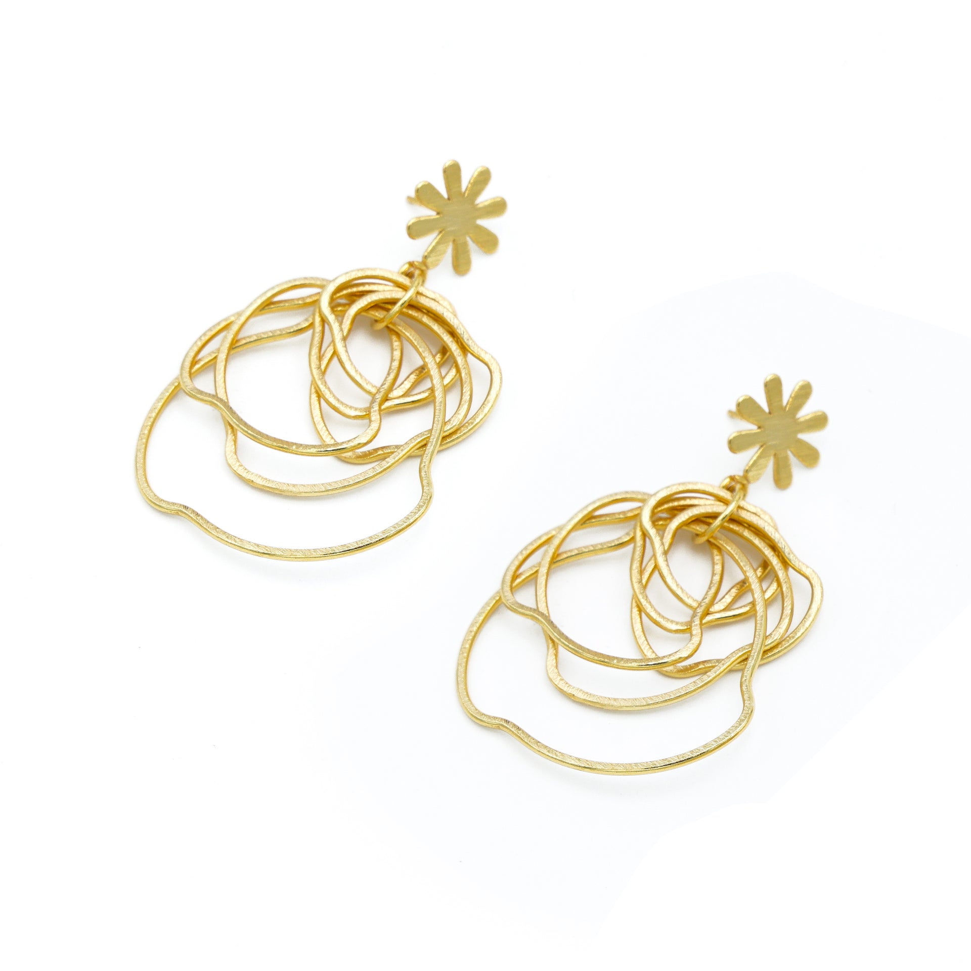 Dua Handcrafted Gold-Plated Dangle Earrings – Contemporary Minimalist Jewelry for Women