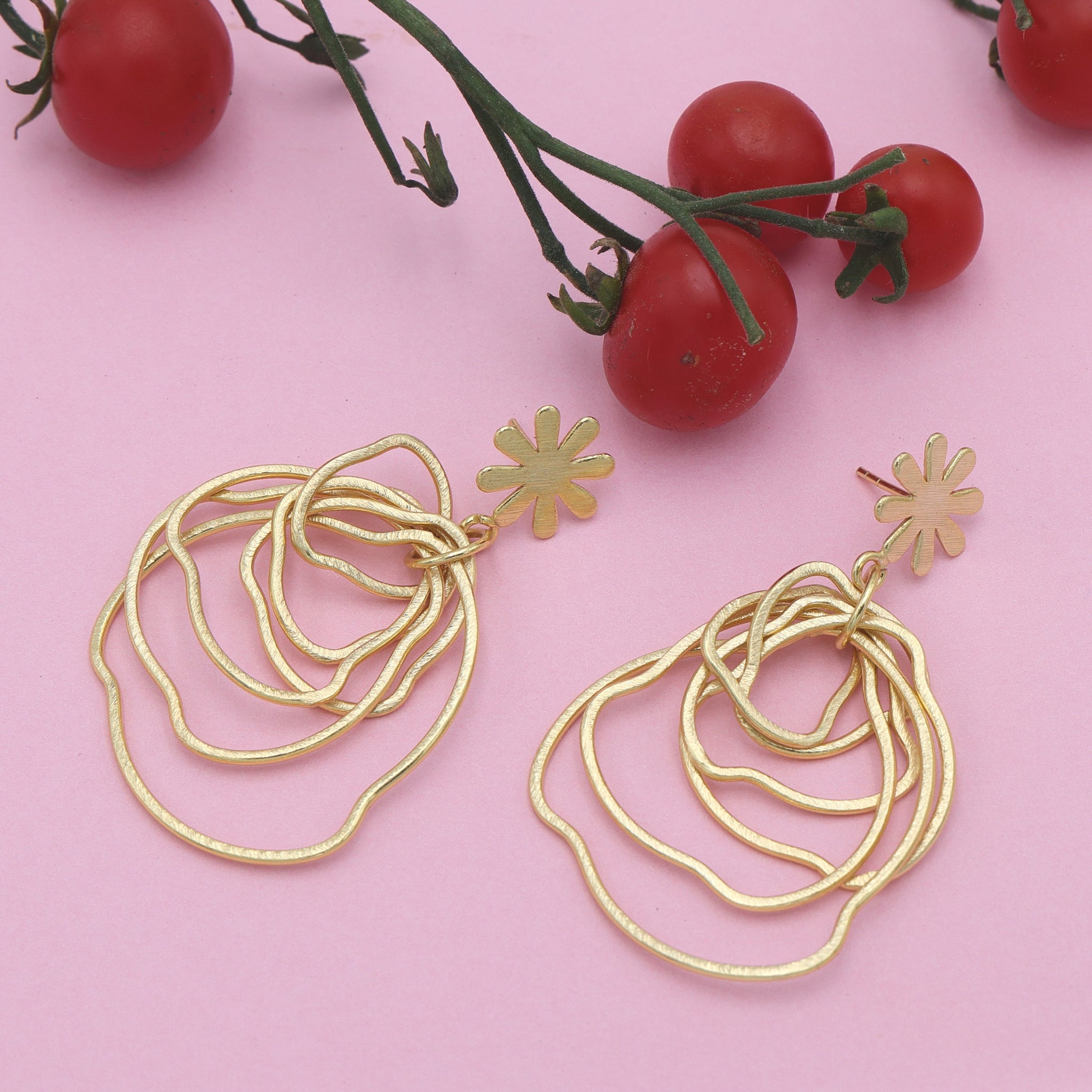 Dua Handcrafted Gold-Plated Dangle Earrings – Contemporary Minimalist Jewelry for Women
