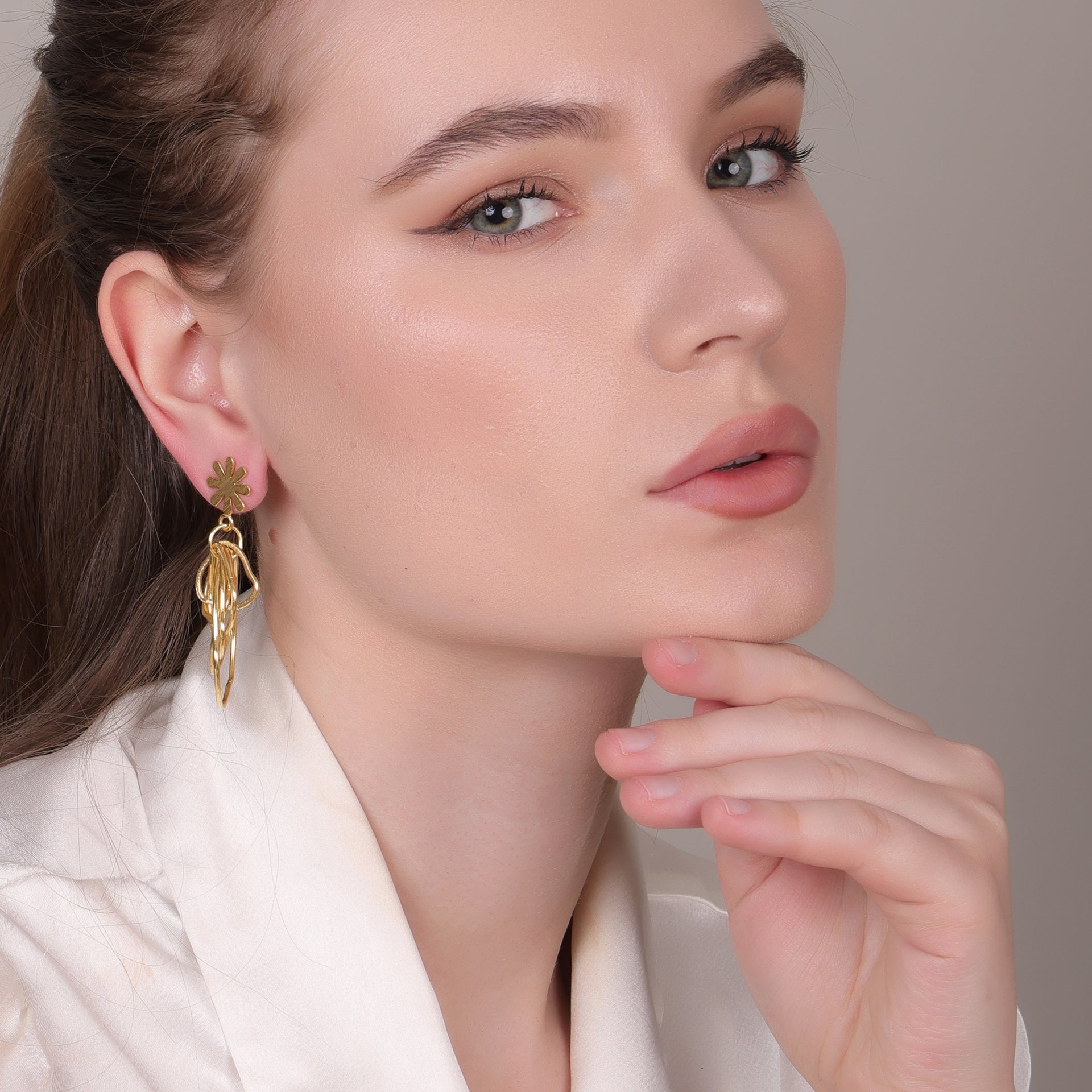 Dua Handcrafted Gold-Plated Dangle Earrings – Contemporary Minimalist Jewelry for Women