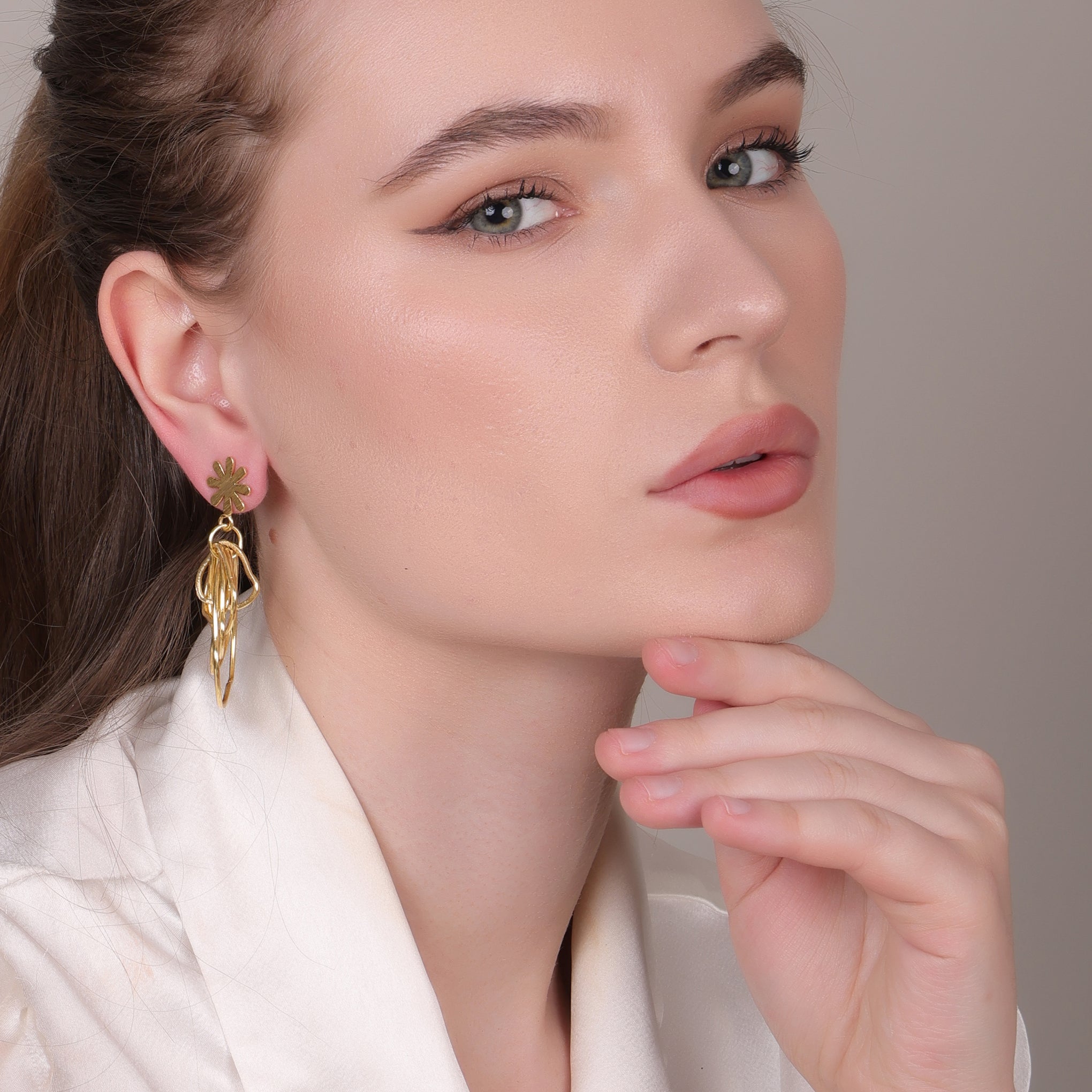 Dua Handcrafted Gold-Plated Dangle Earrings – Contemporary Minimalist Jewelry for Women