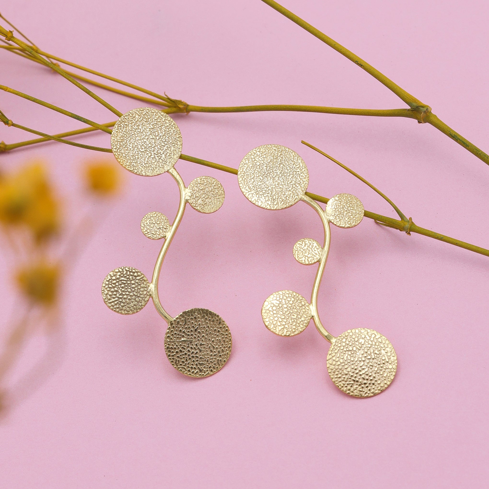 Dua Handcrafted Gold-Plated Stud Earrings – Lightweight Minimalist Jewelry for Women