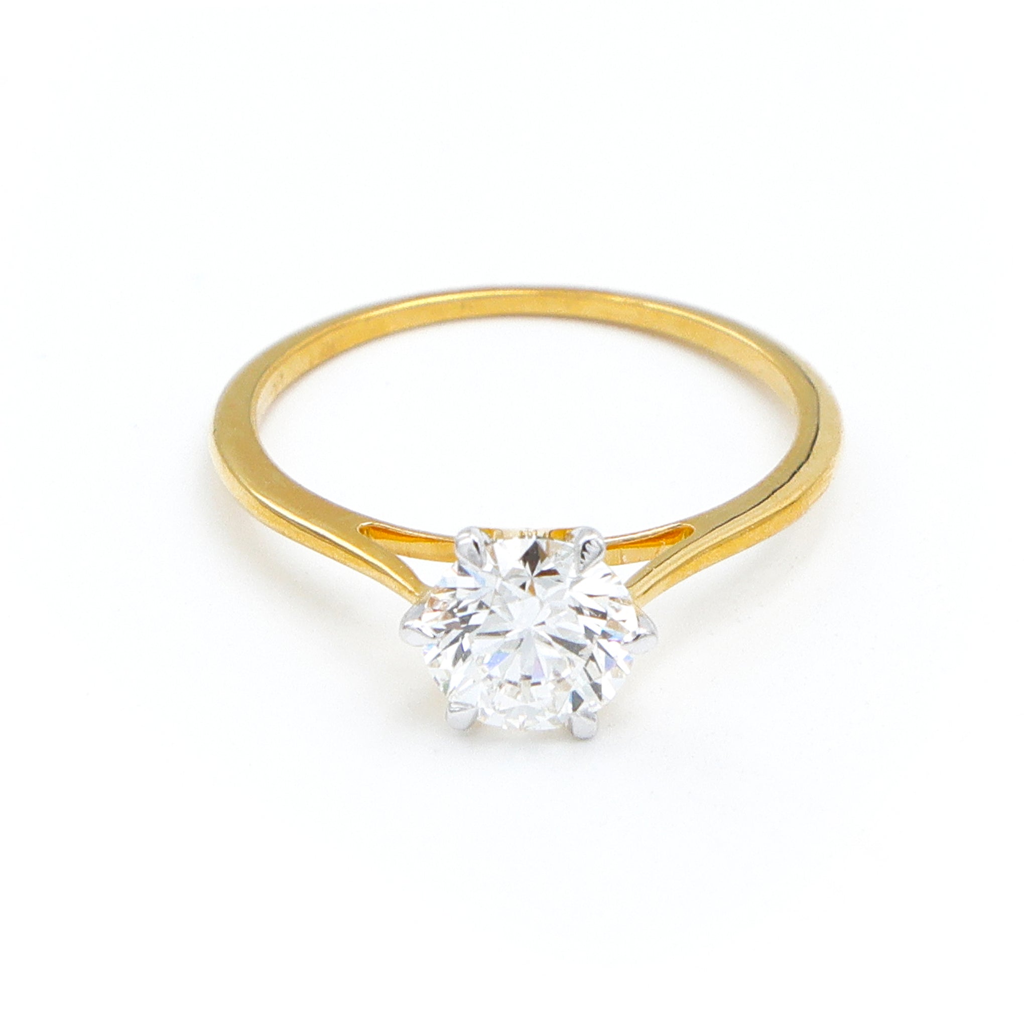 Dua Lab Grown Diamond 14K Gold Solitaire Ring – Elegant Round Cut for Women