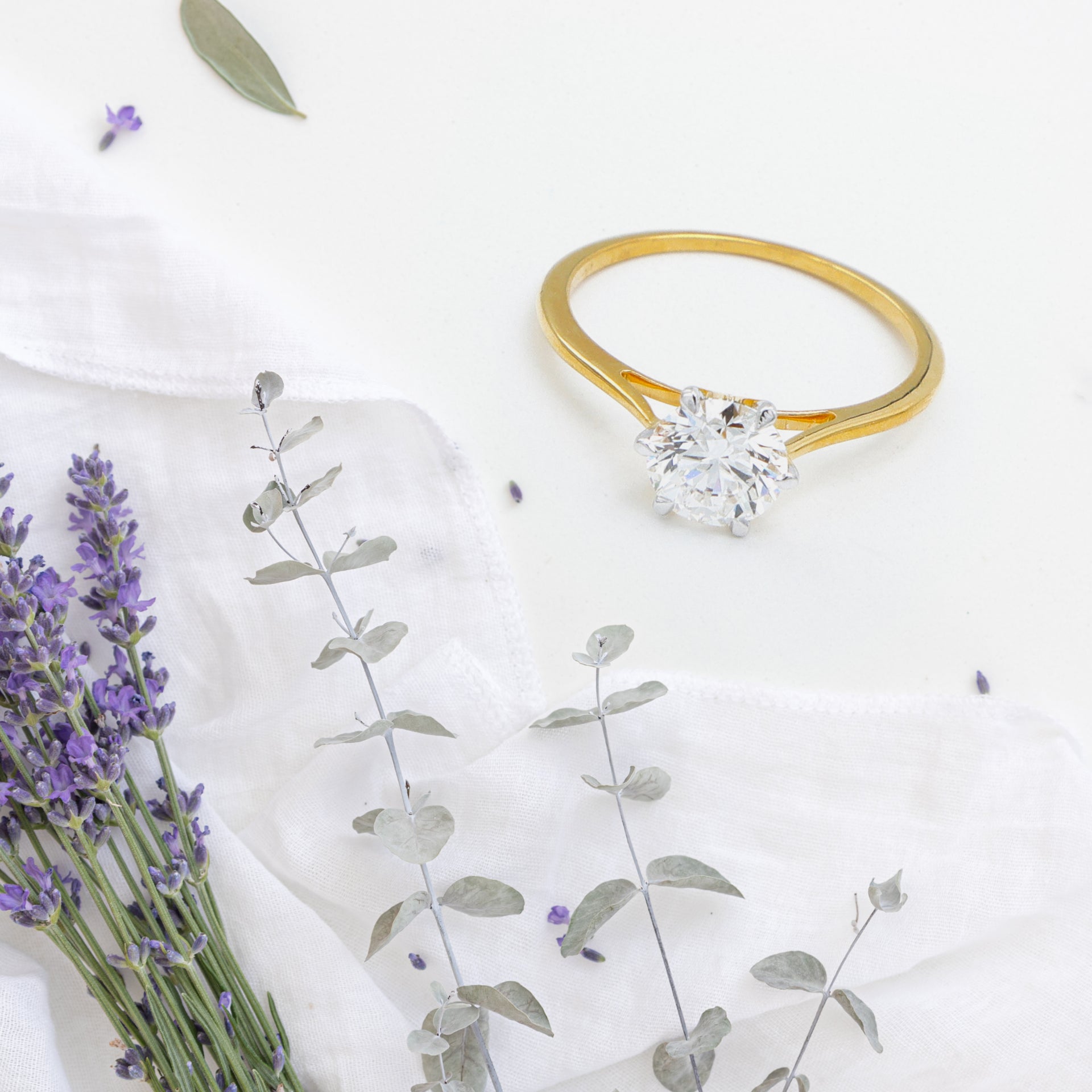 Dua Lab Grown Diamond 14K Gold Solitaire Ring – Elegant Round Cut for Women