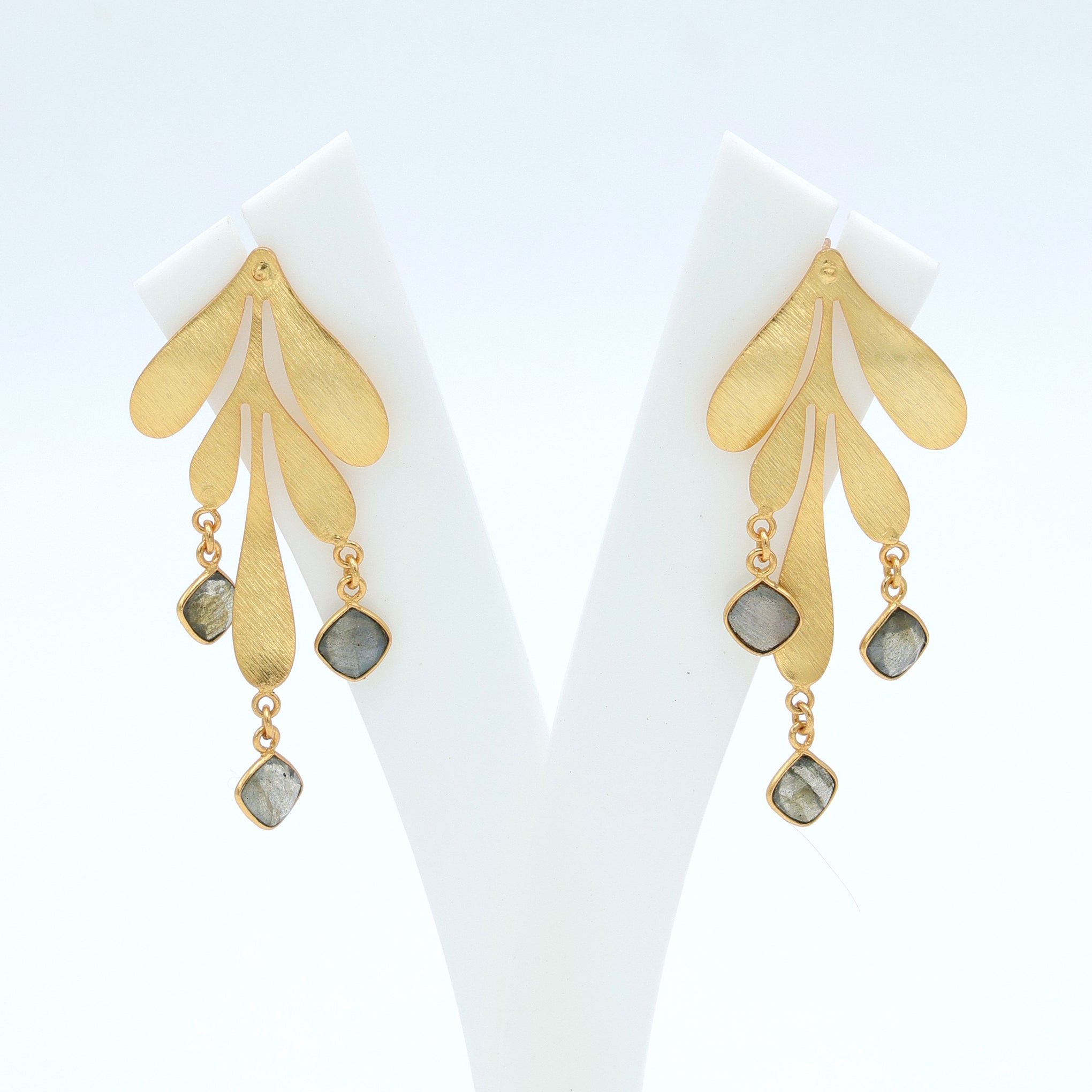 DuaLabradoriteEarringsHandmadeGoldPlatedStatementJewelryforWomen
