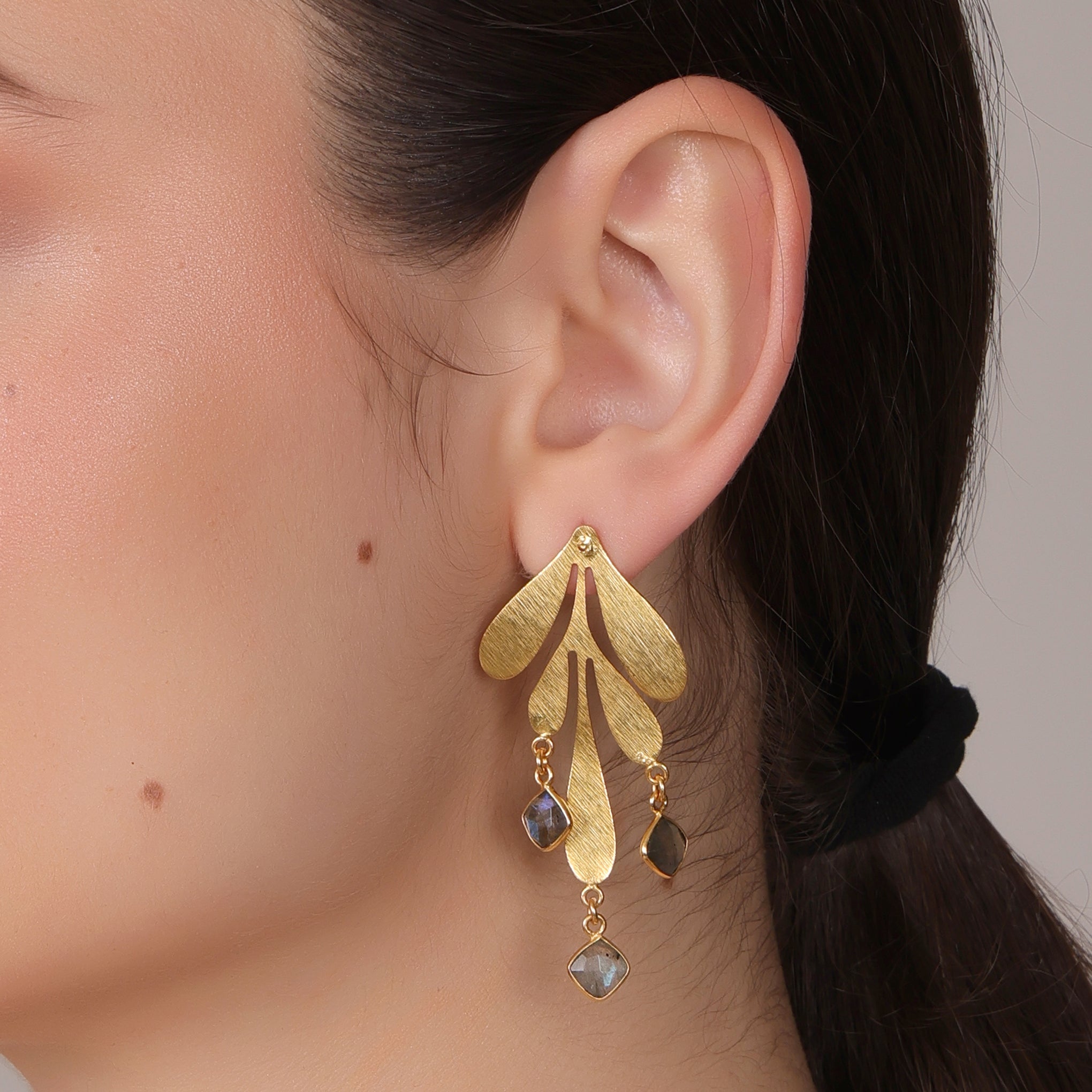 DuaLabradoriteEarringsHandmadeGoldPlatedStatementJewelryforWomen