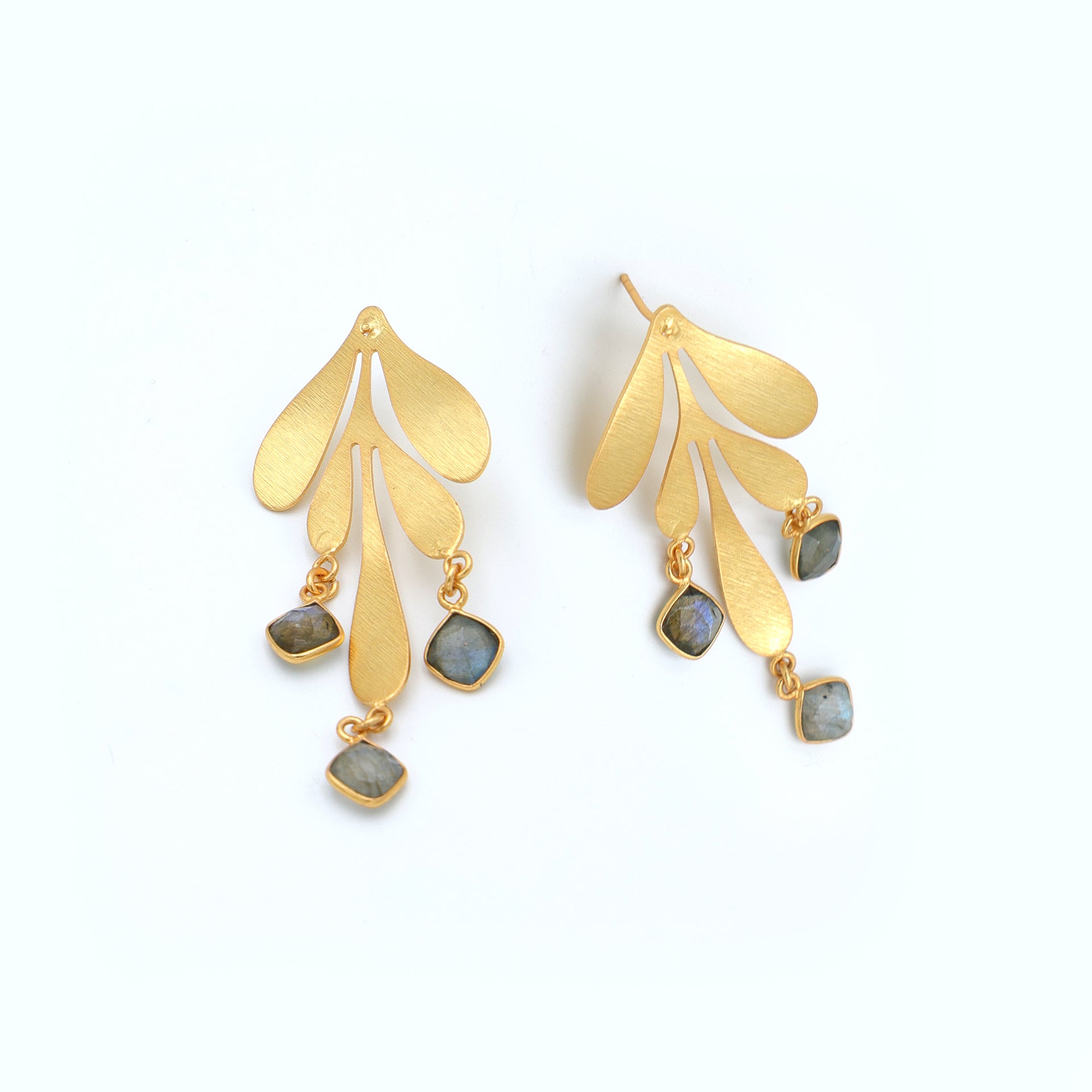 DuaLabradoriteEarringsHandmadeGoldPlatedStatementJewelryforWomen