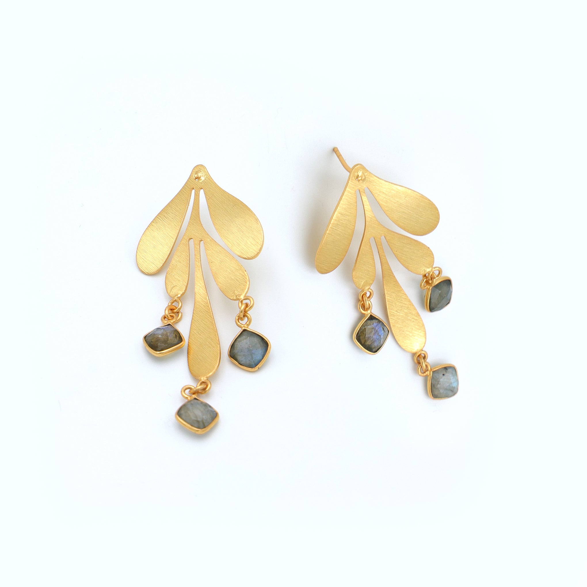 DuaLabradoriteEarringsHandmadeGoldPlatedStatementJewelryforWomen