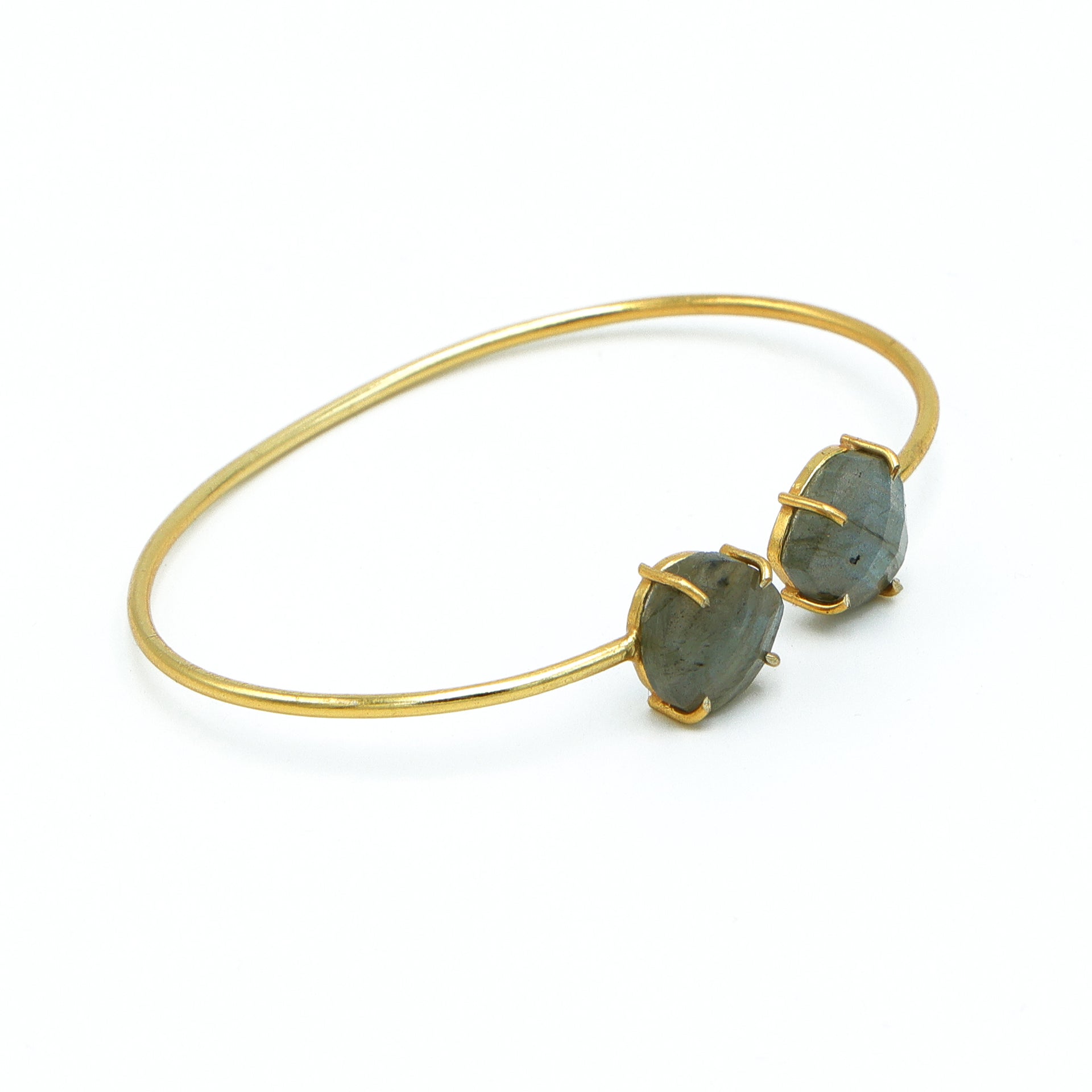 Dua Labradorite Gold-Plated Heart Bangle – Contemporary Partywear Jewelry for Women & Girls