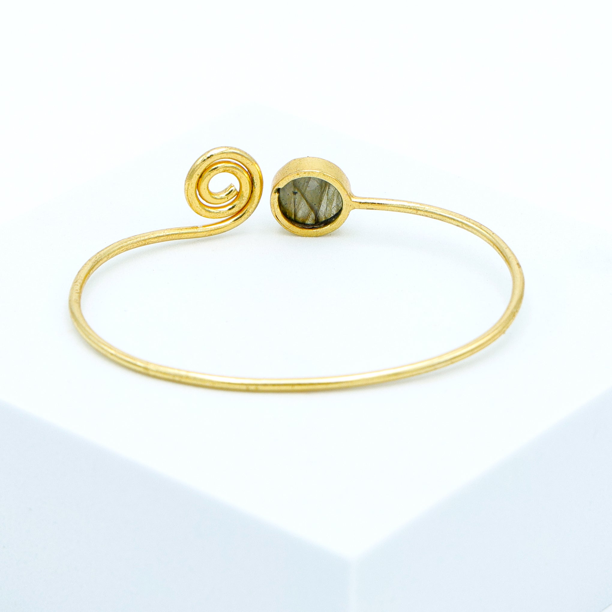 Dua Labradorite Grey Gold-Plated Bangle – Handcrafted Statement Gemstone Bracelet - Dua Online