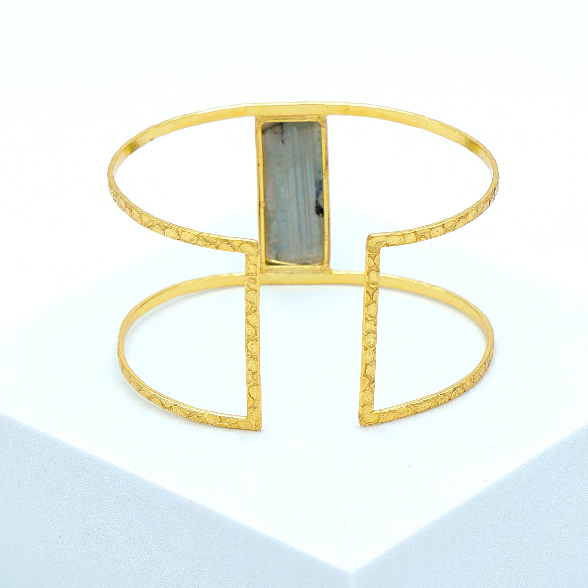 DuaLabradoriteRectangleBangle_StylishGreyGold-PlatedGemstoneBracelet