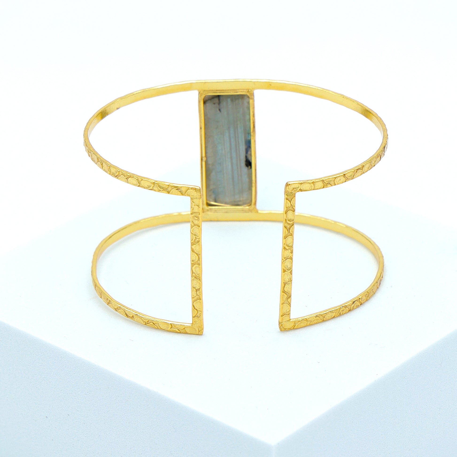 DuaLabradoriteRectangleBangle_StylishGreyGold-PlatedGemstoneBracelet