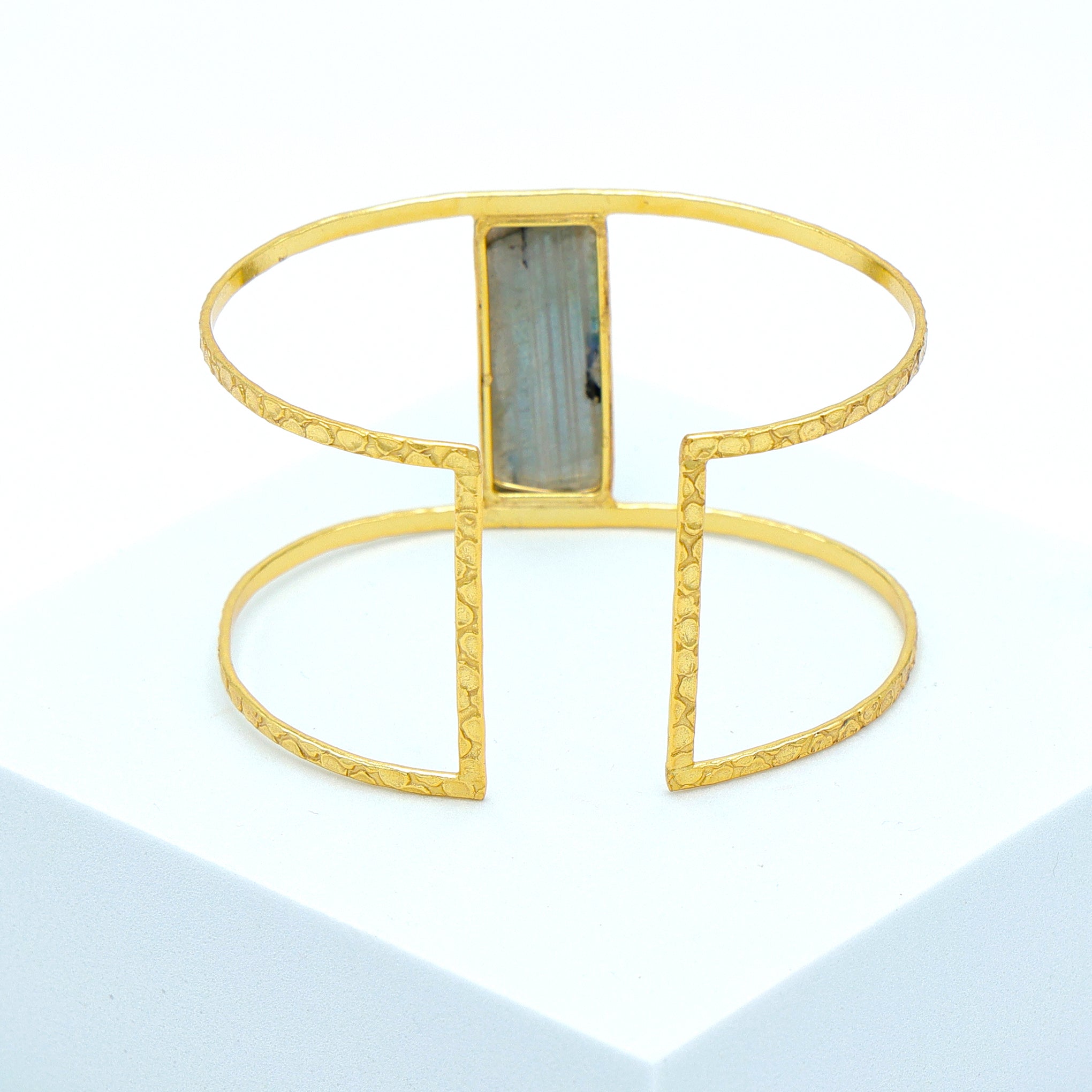 DuaLabradoriteRectangleBangle_StylishGreyGold-PlatedGemstoneBracelet