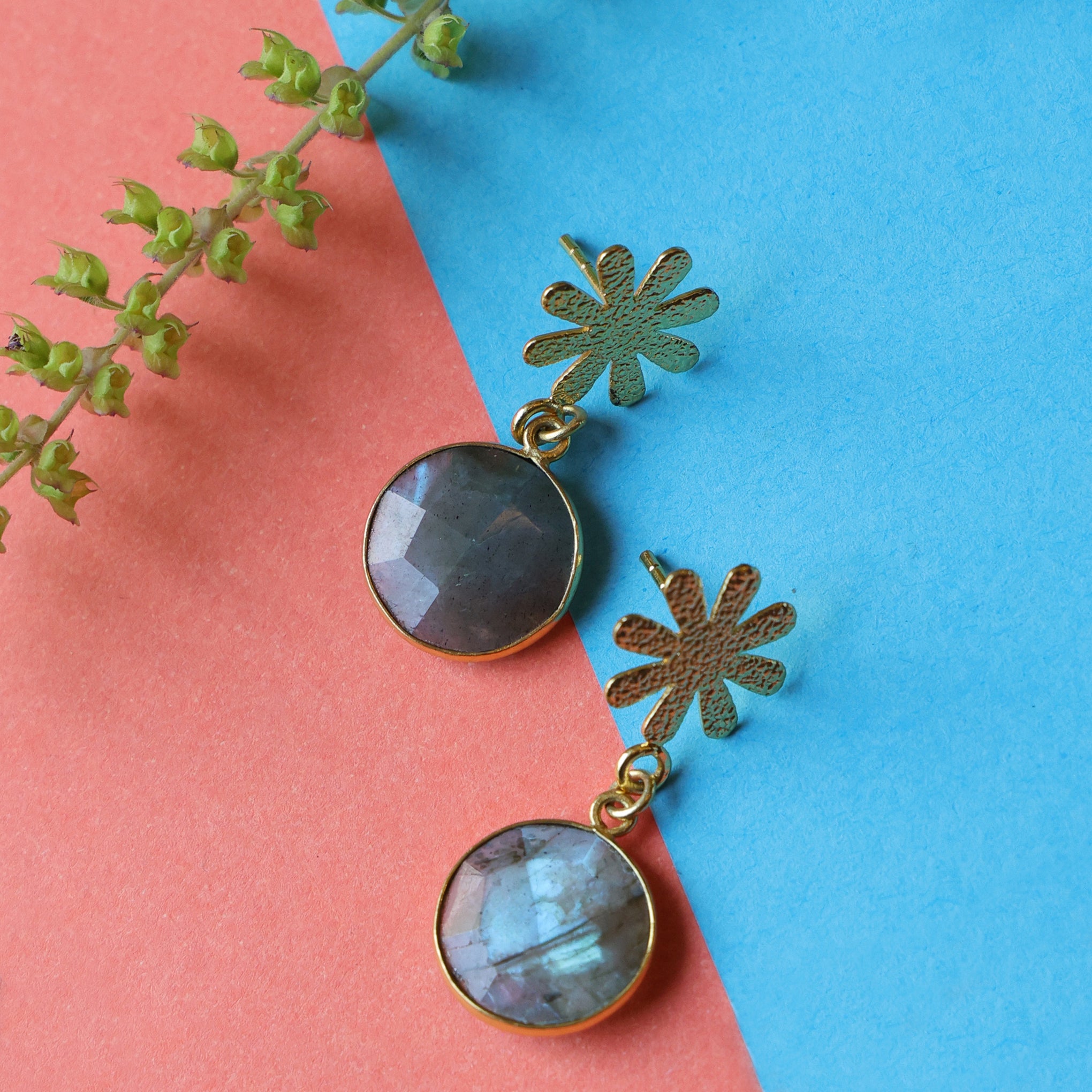 DuaLabradoriteRoundFlowerEarrings_HandmadeGold-PlatedStatementJewelry_6