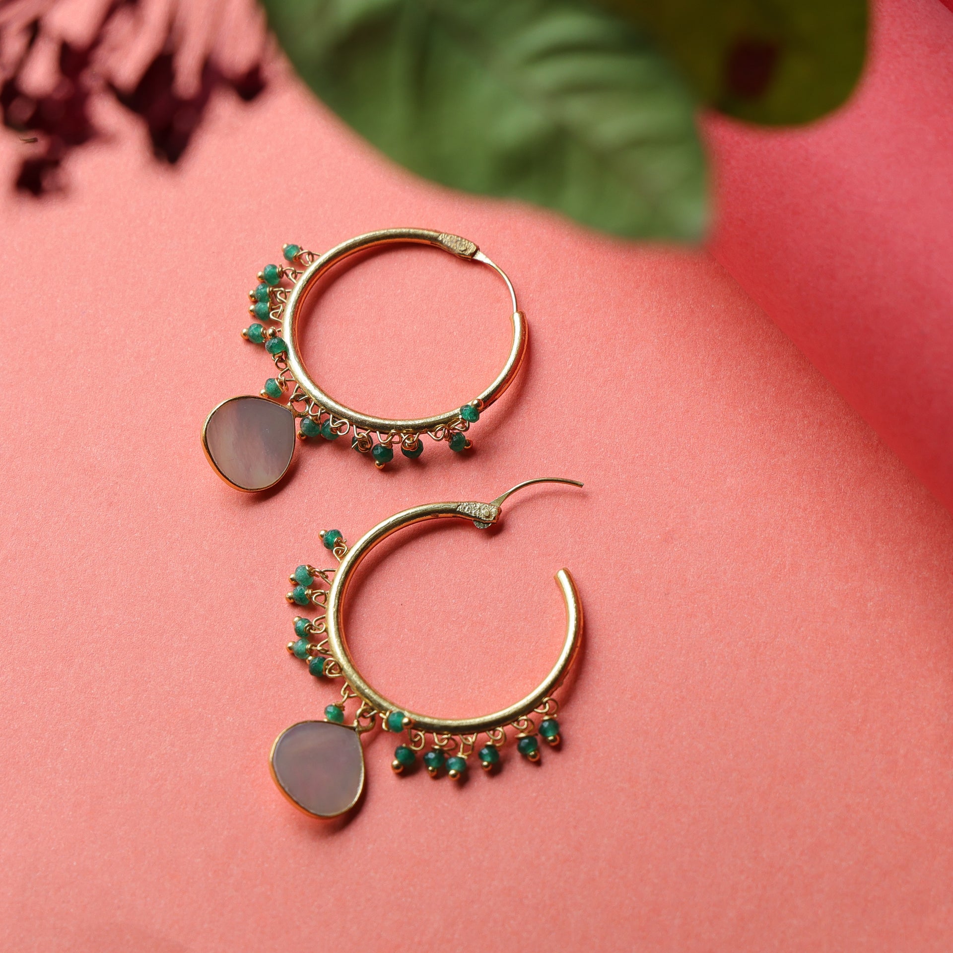 Dua Mother of Pearl Hoop Earrings – Handmade Gold-Plated Elegant Jewel