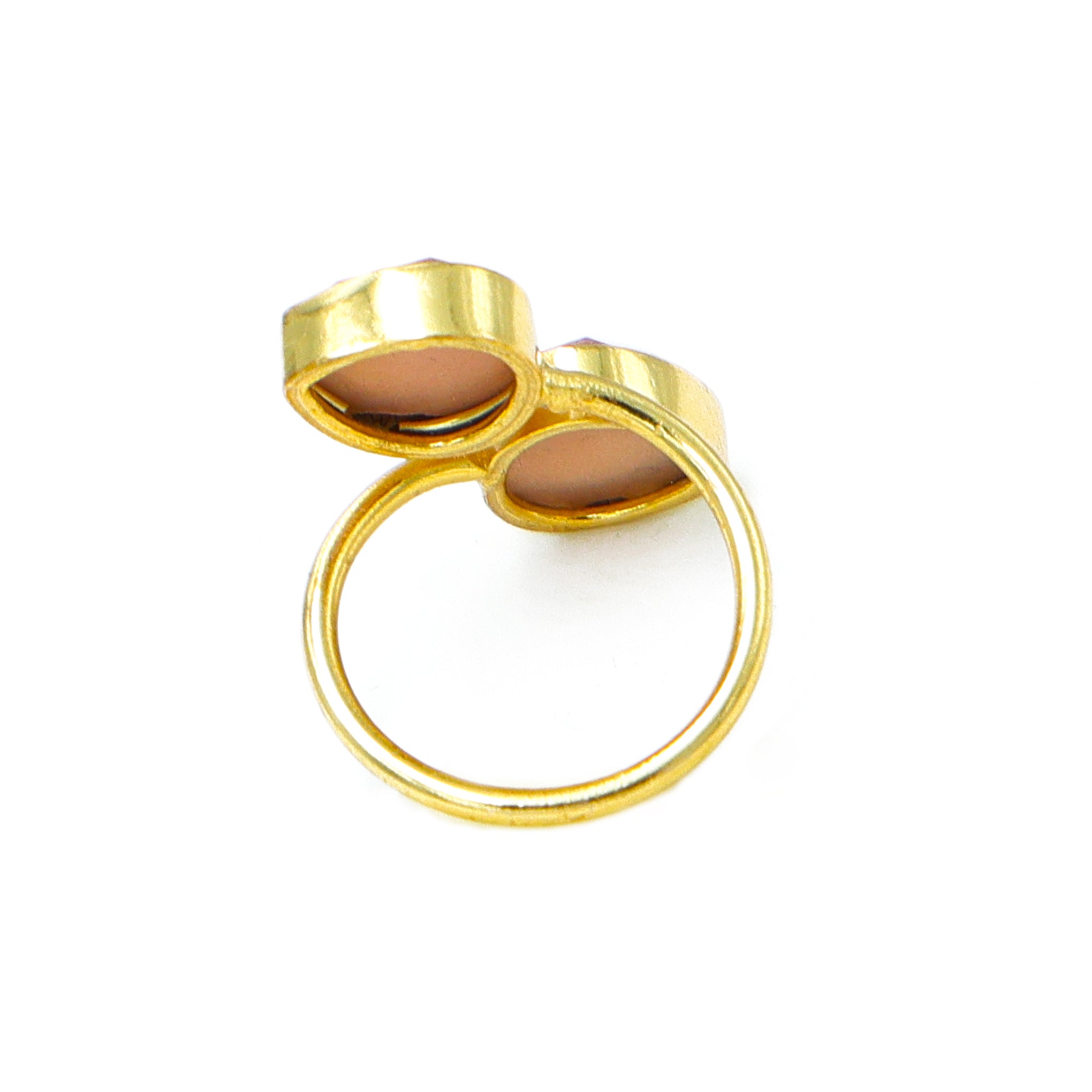 Dua Peach Moonstone Heart Ring | Elegant Gold Plated Adjustable Ring