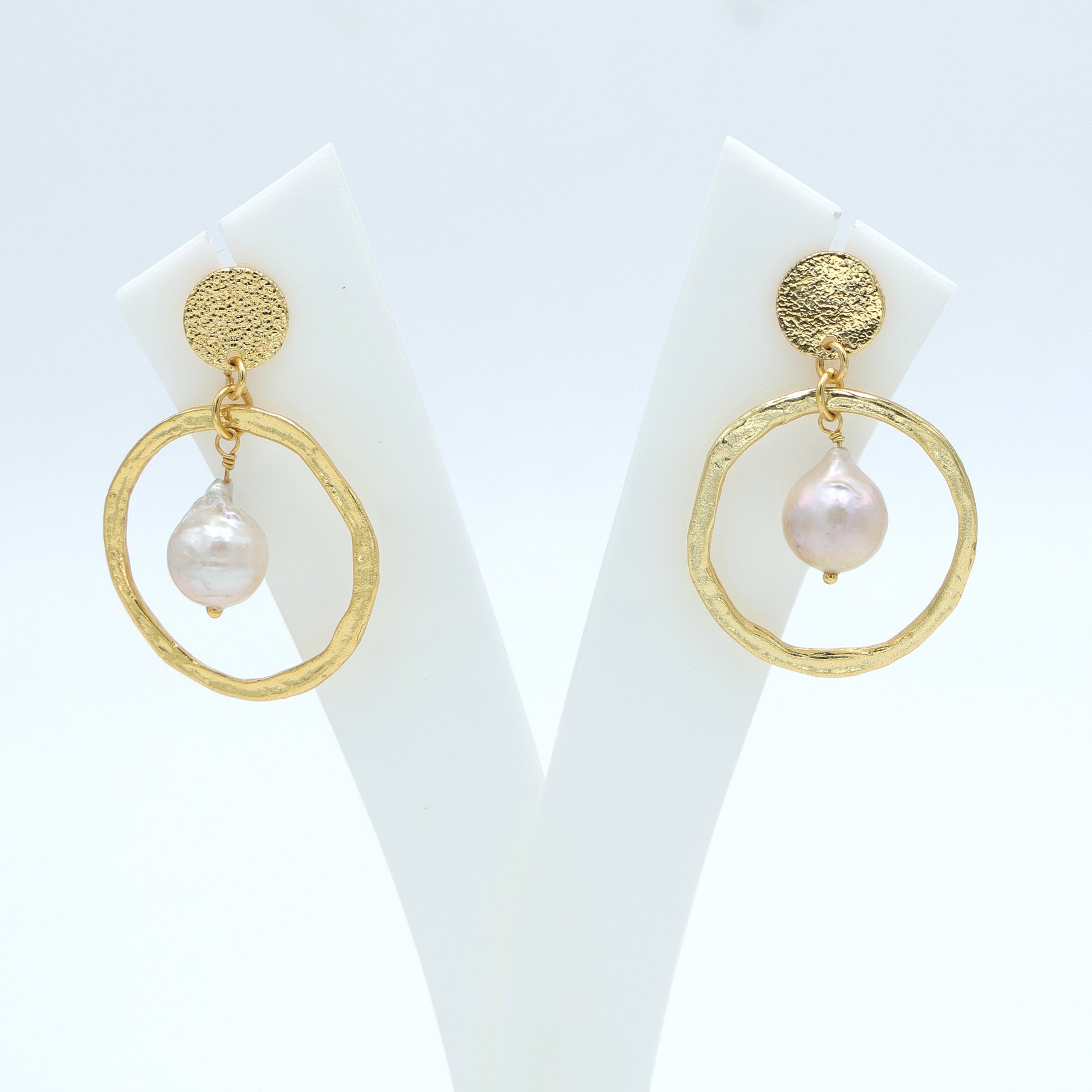 DuaPearlEarringsHandmadeGoldPlatedClassicJewelryforWomen