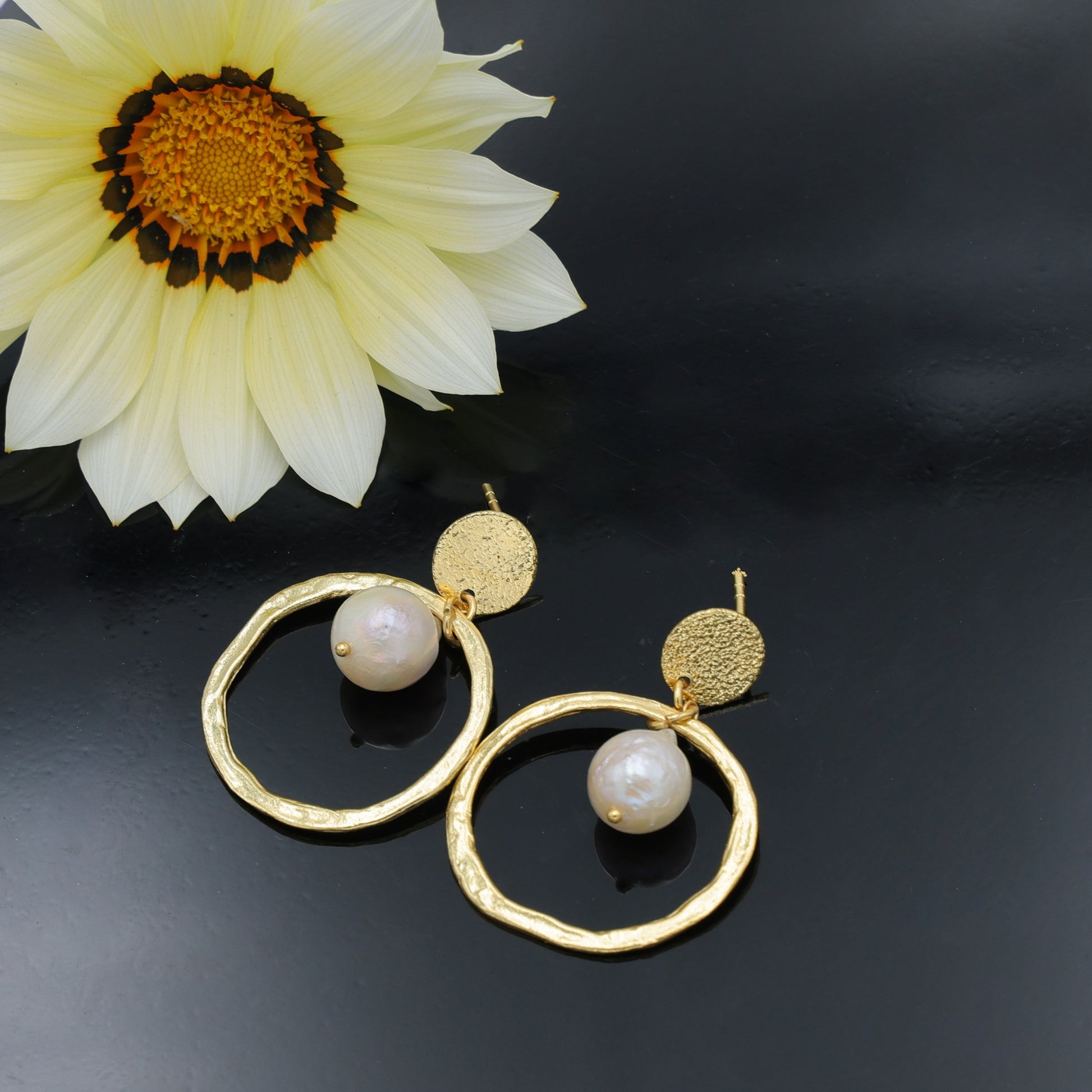 DuaPearlEarringsHandmadeGoldPlatedClassicJewelryforWomen