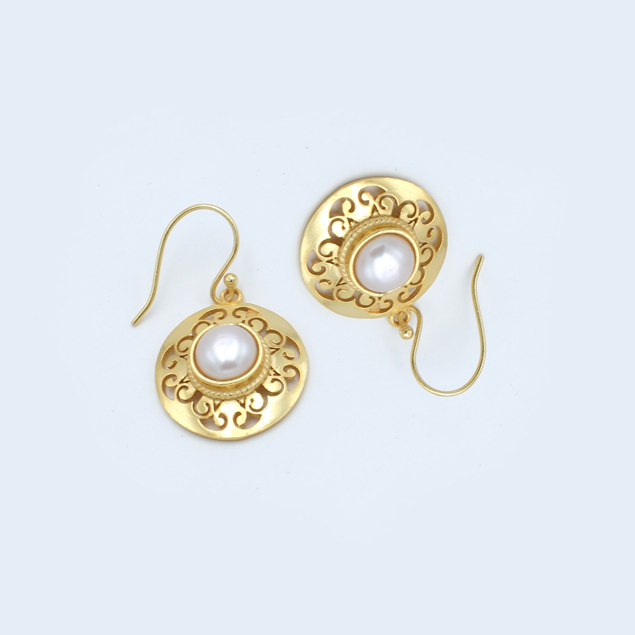Dua Pearl Flower Earrings – Gold-Plated Handcrafted Elegant Jewelry - Dua Online