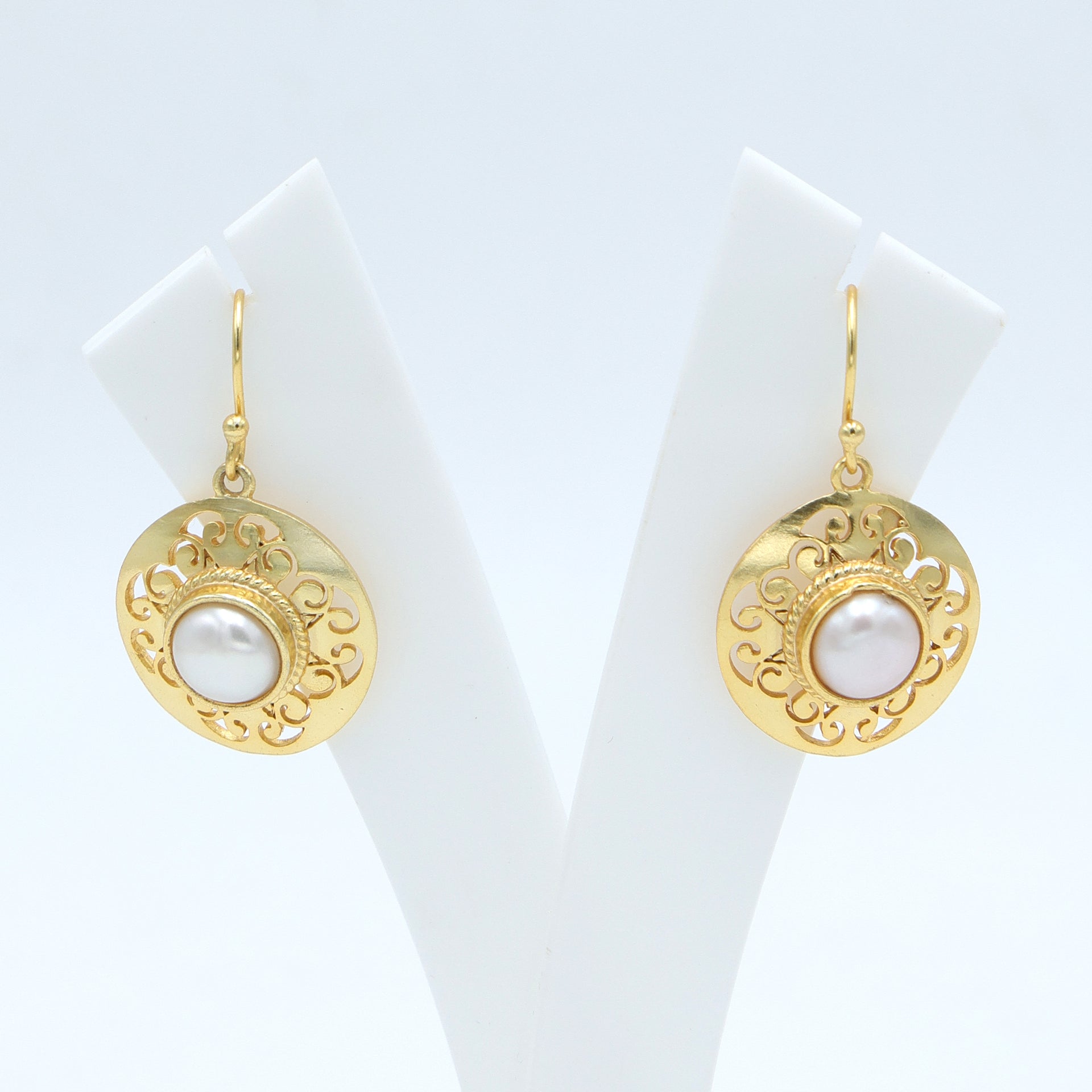 Dua Pearl Flower Earrings – Gold-Plated Handcrafted Elegant Jewelry - Dua Online