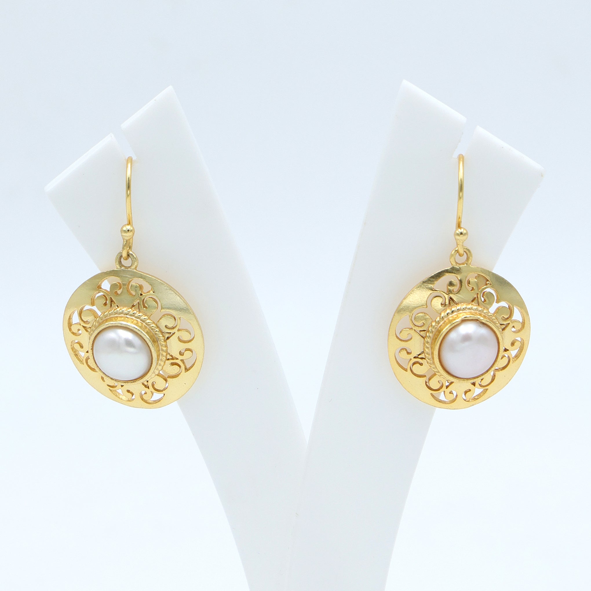 Dua Pearl Flower Earrings – Gold-Plated Handcrafted Elegant Jewelry - Dua Online