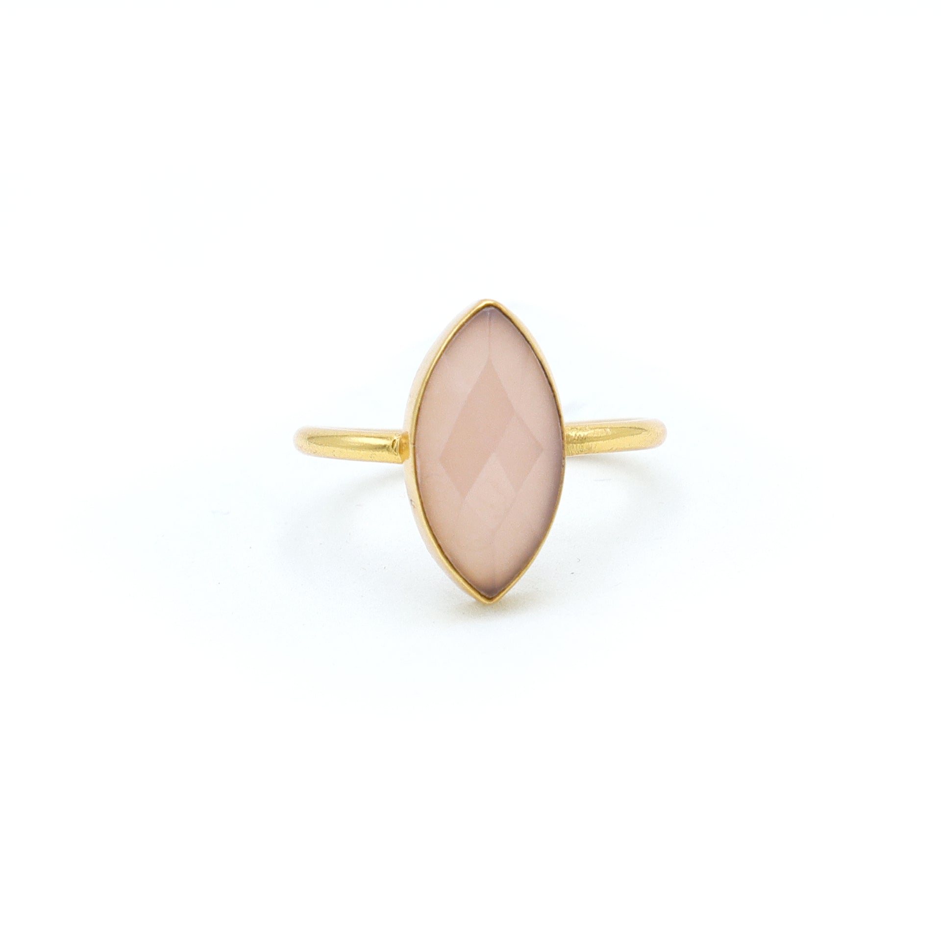 Dua Pink Calcedony Ring – Feminine Pastel Gemstone Gold-Plated - Dua Online