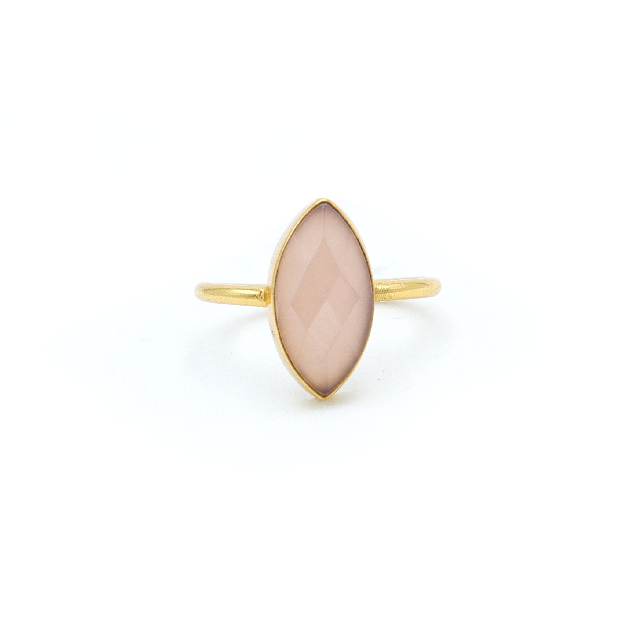 Dua Pink Calcedony Ring – Feminine Pastel Gemstone Gold-Plated - Dua Online