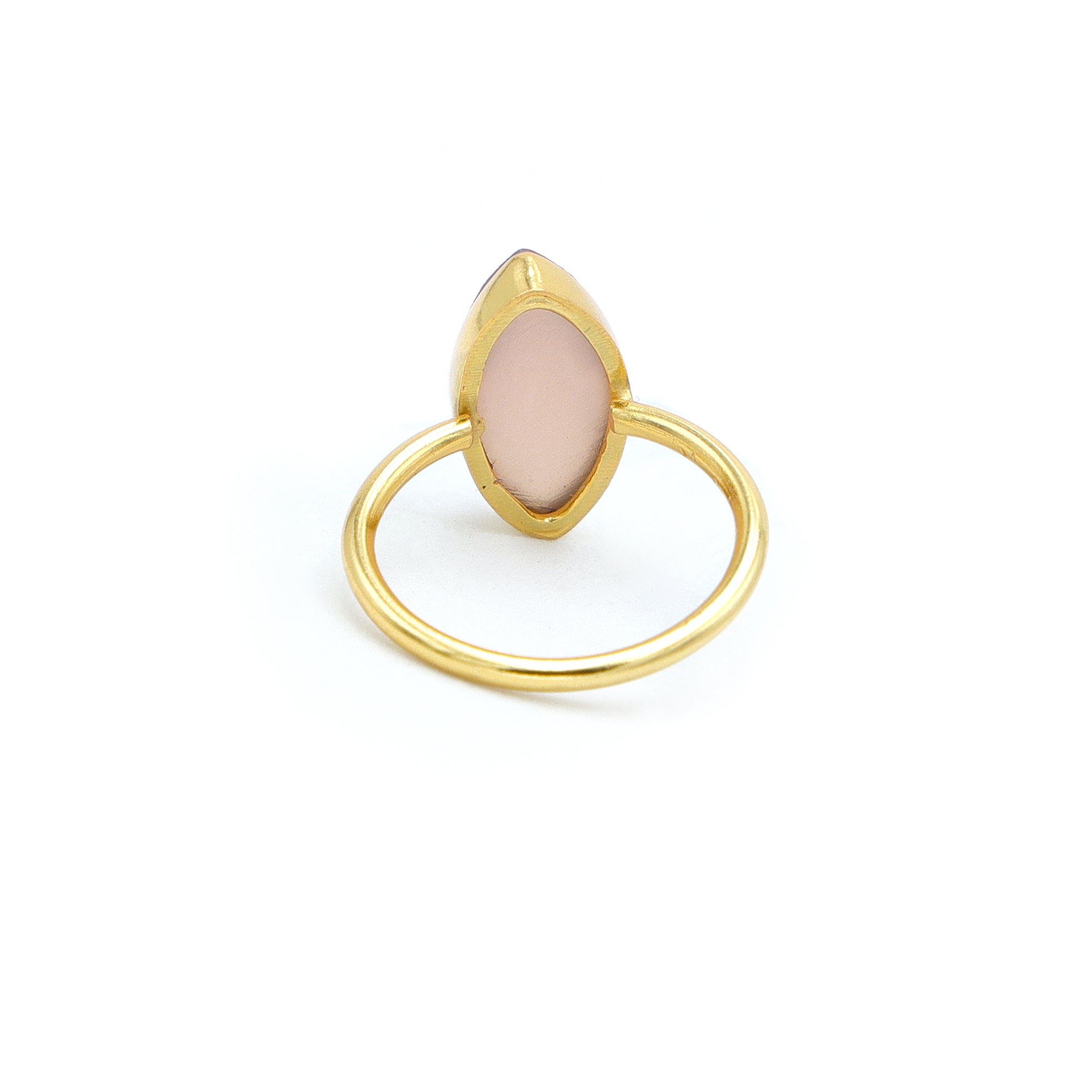 Dua Pink Calcedony Ring – Feminine Pastel Gemstone Gold-Plated - Dua Online