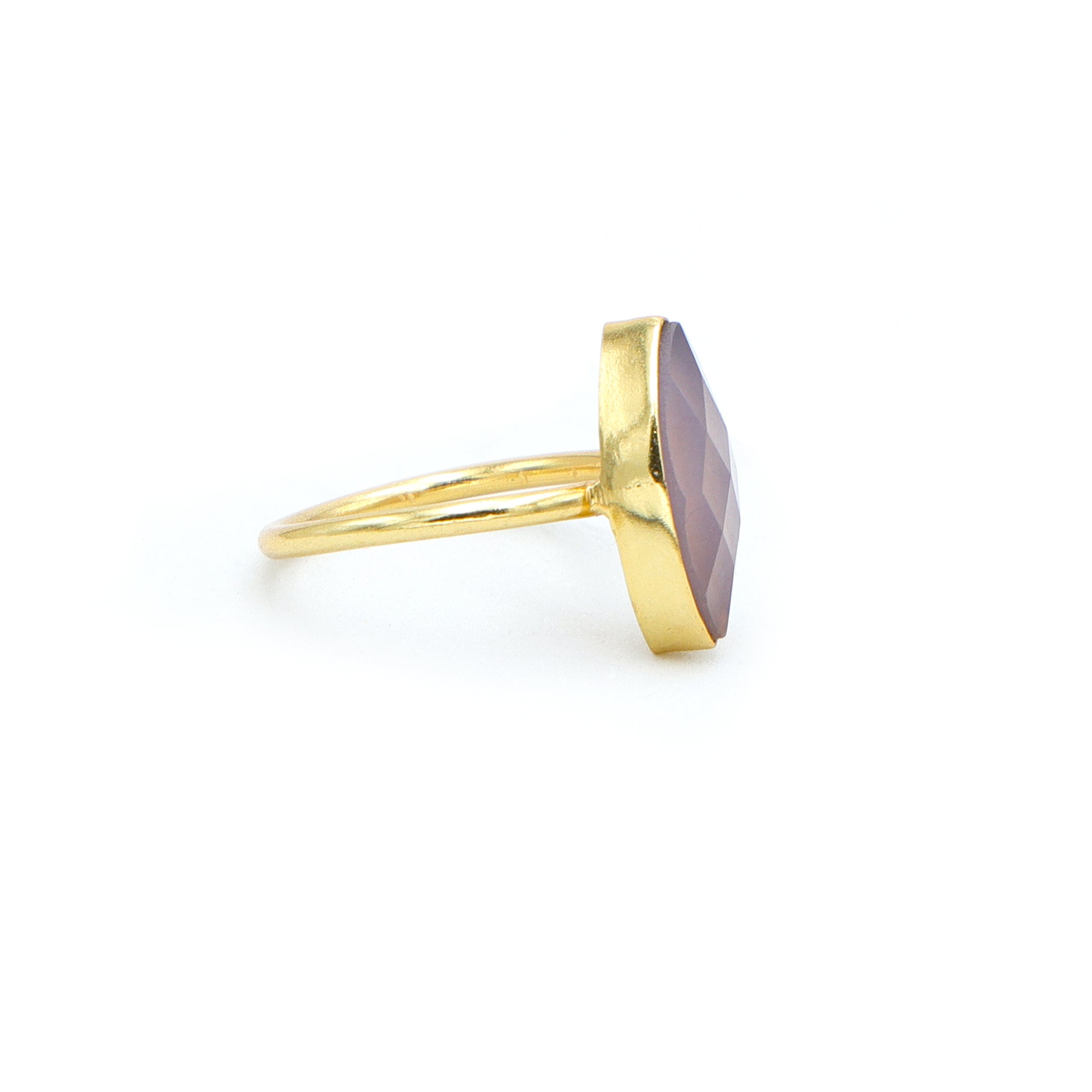 Dua Pink Calcedony Ring – Feminine Pastel Gemstone Gold-Plated - Dua Online