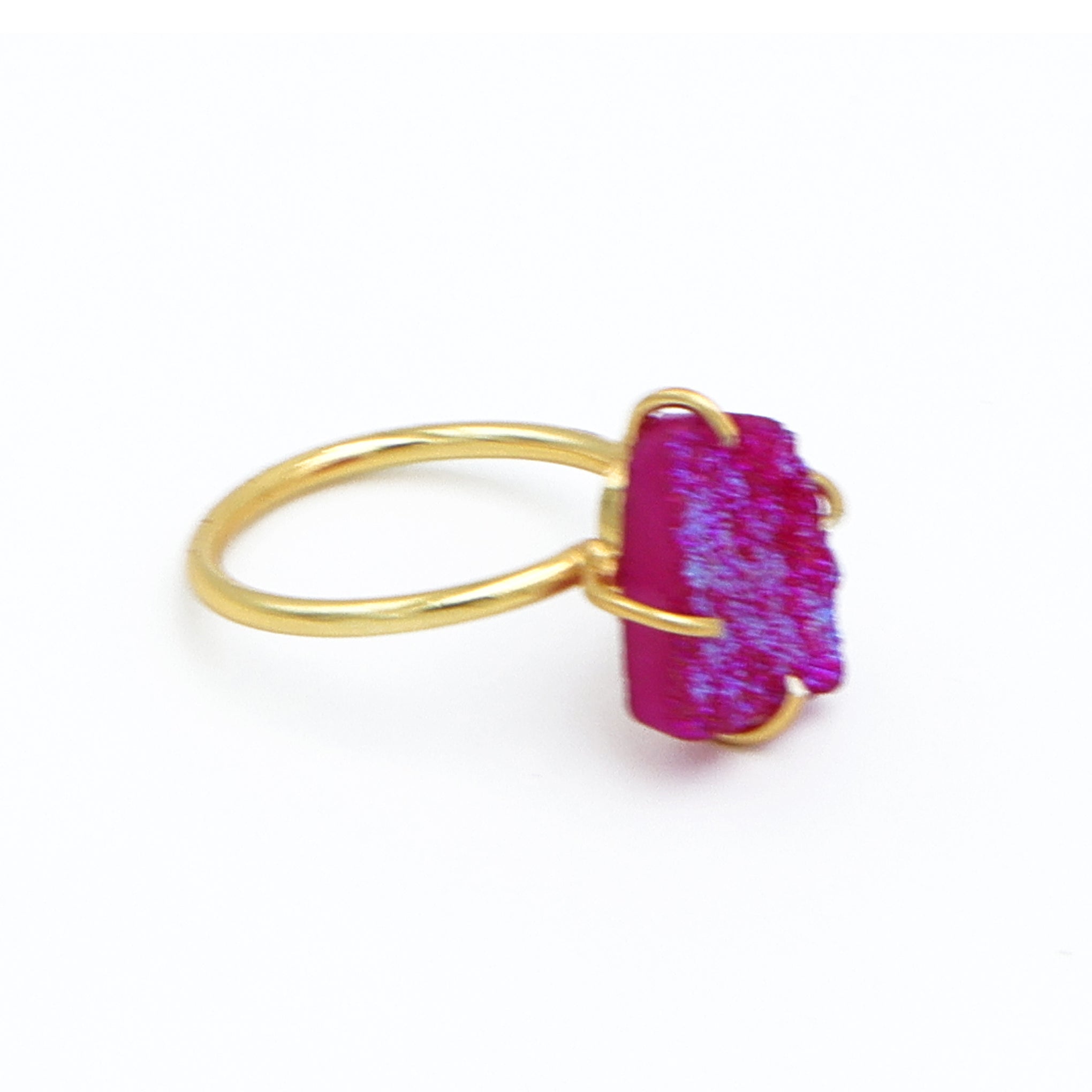 Dua Pink Druzy Gold-Plated Adjustable Ring – Minimalist Handcrafted Jewelry for Women