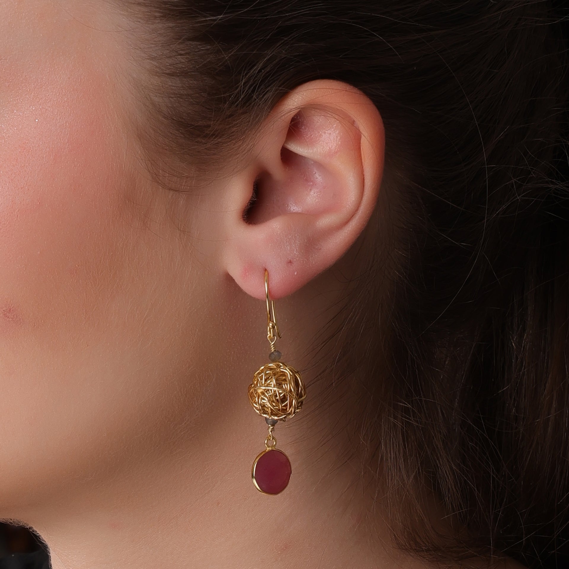 DuaPinkJadeNestEarrings_HandmadeGold-PlatedStatementJewelry