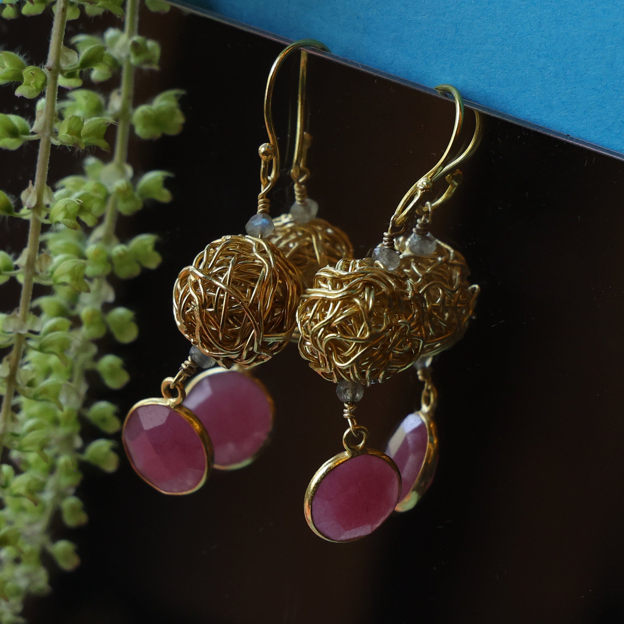 DuaPinkJadeNestEarrings_HandmadeGold-PlatedStatementJewelry_5