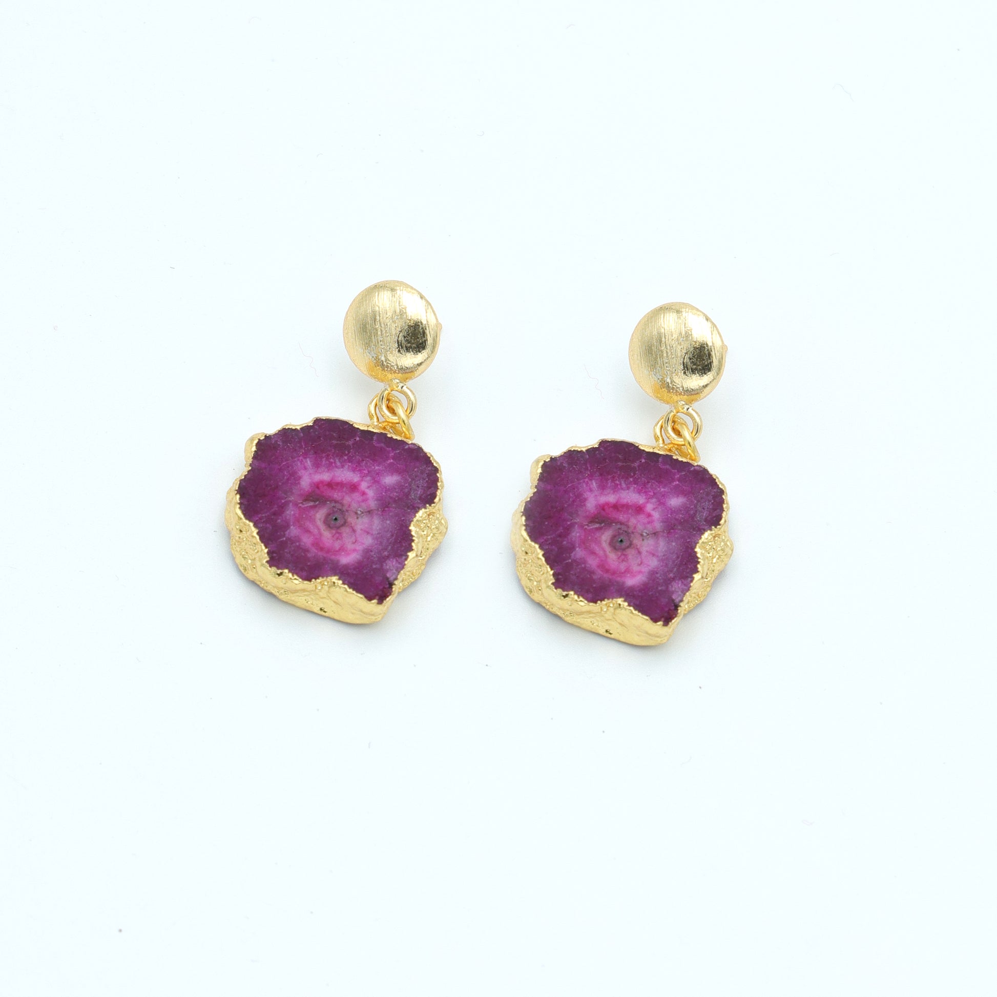 DuaPinkSolarQuartzEarringsHandmadeGoldPlatedElegantJewelryforWomen