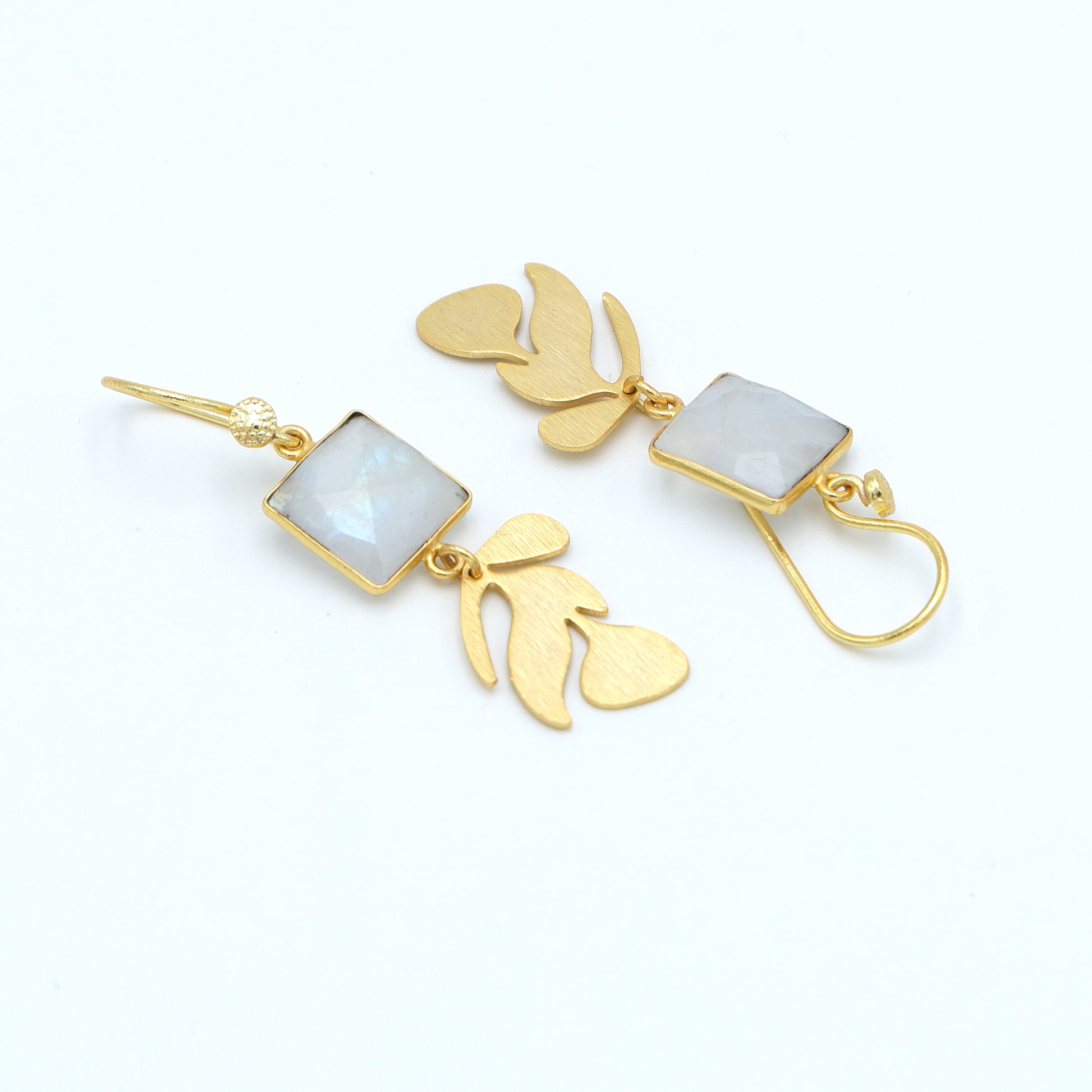 DuaRainbowMoonstoneEarringsHandmadeGoldPlatedElegantJewelry
