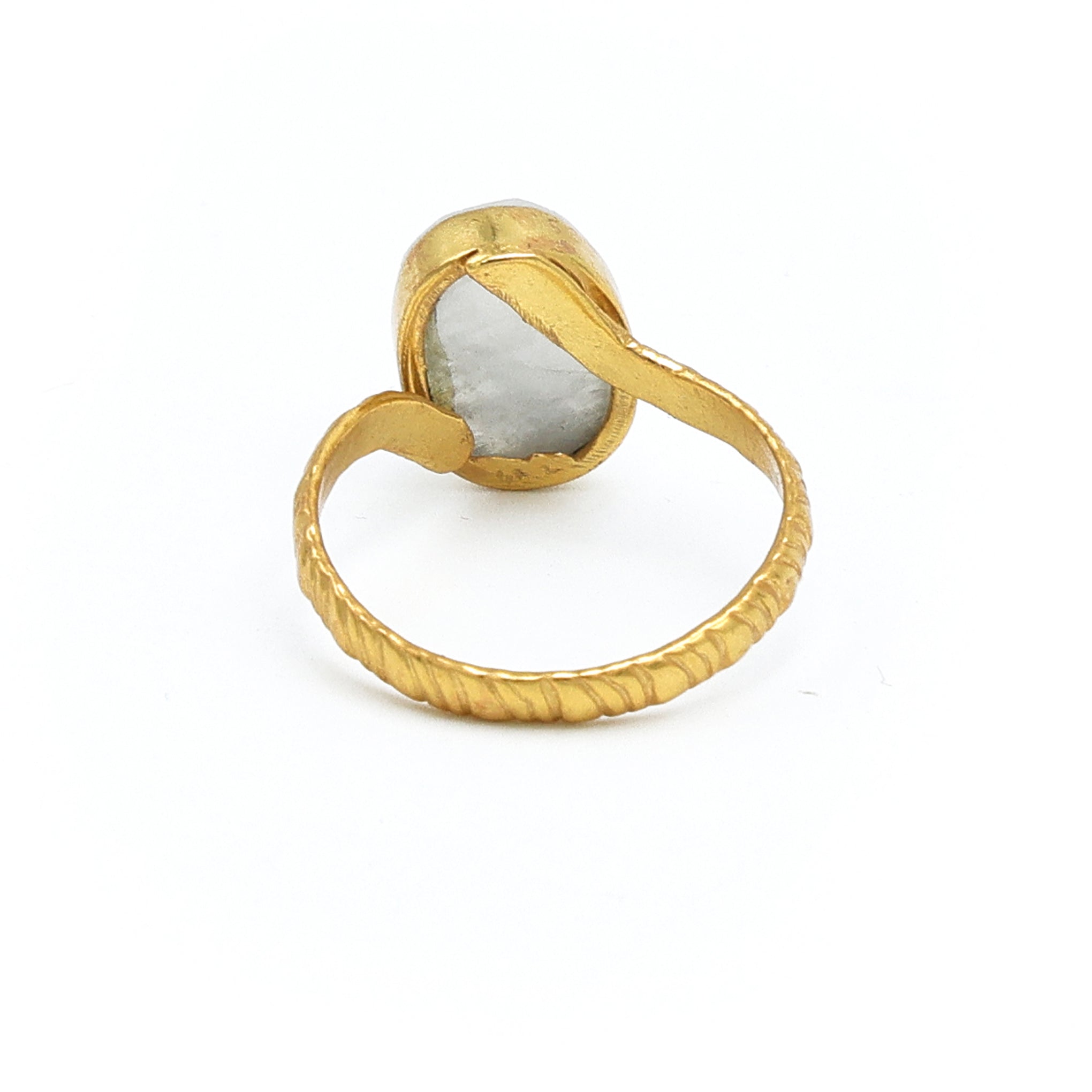 Dua Rainbow Moonstone Gold-Plated Adjustable Oval Ring – White Gemstone Jewelry for Women & Girls