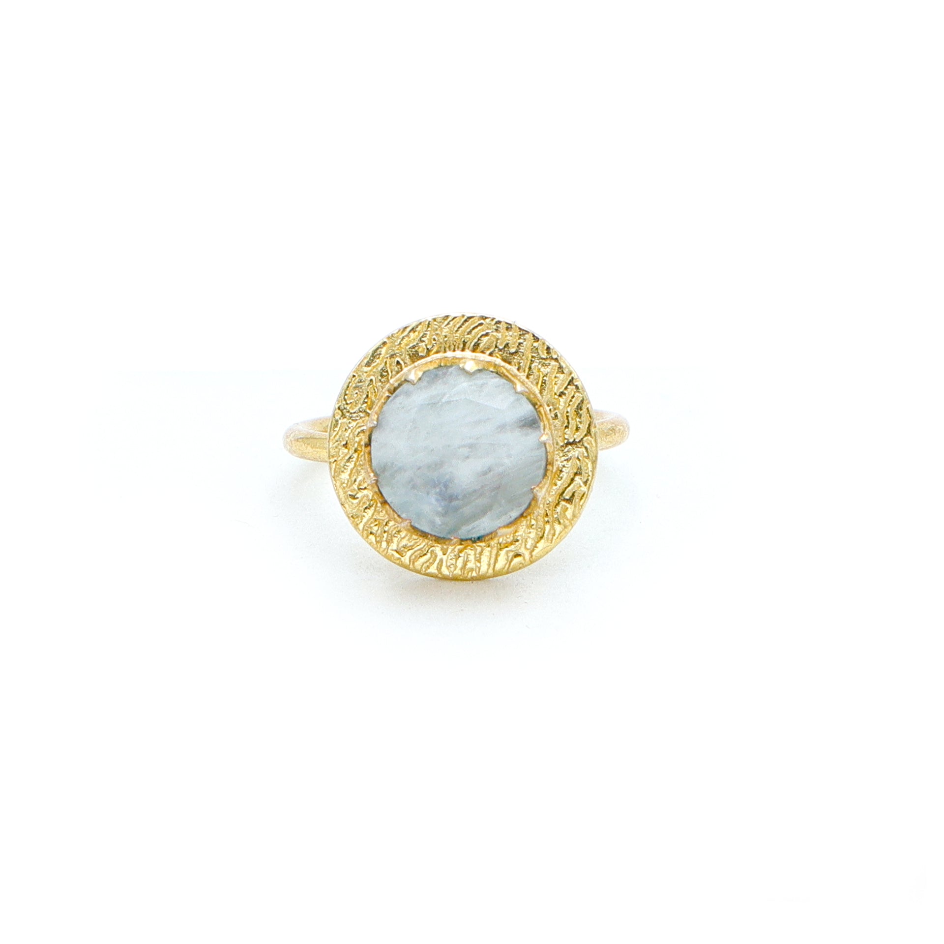 Dua Rainbow Moonstone Ring – Dazzling White Crystal Adjustable Gold-Plated Ring - Dua Online