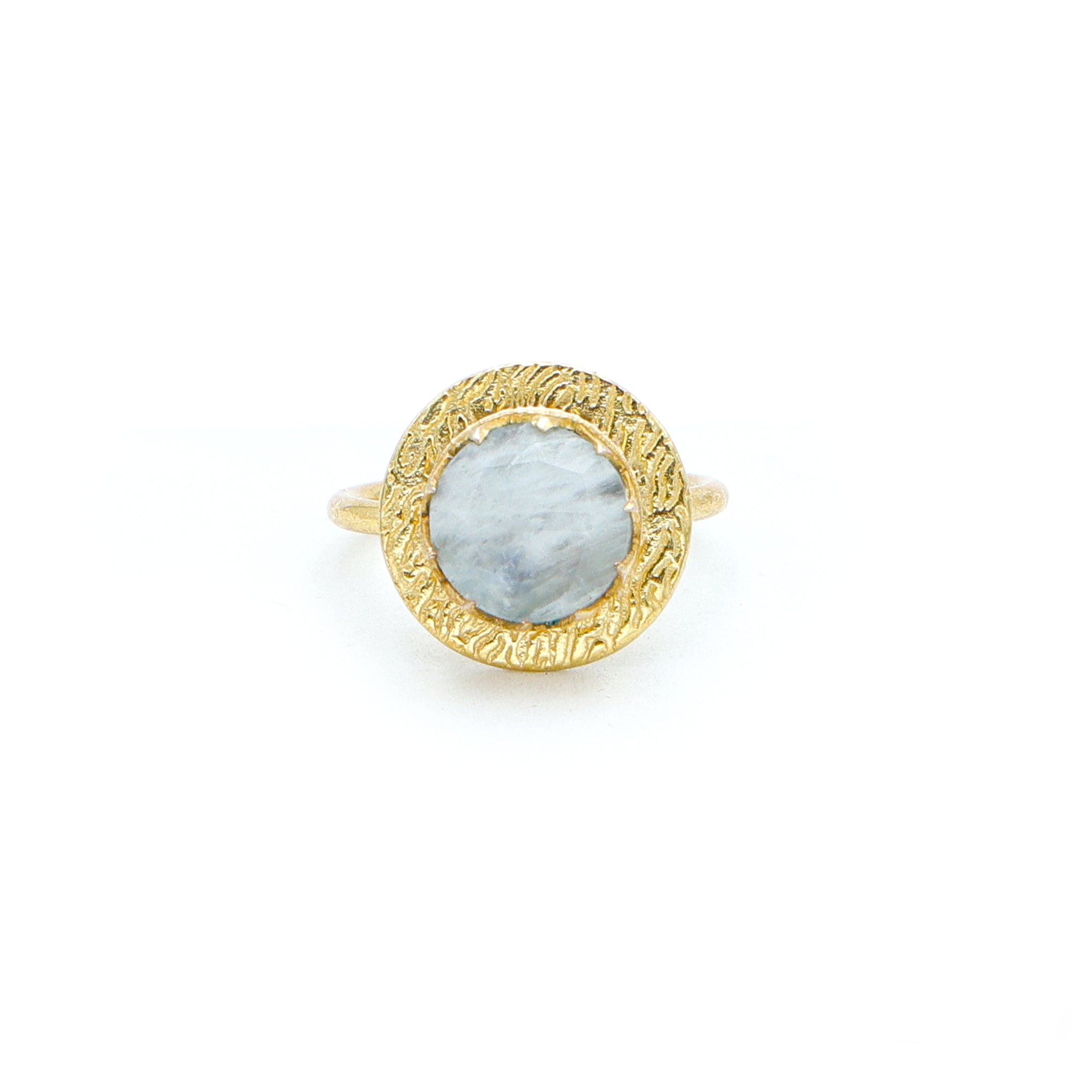 Dua Rainbow Moonstone Ring – Dazzling White Crystal Adjustable Gold-Plated Ring - Dua Online