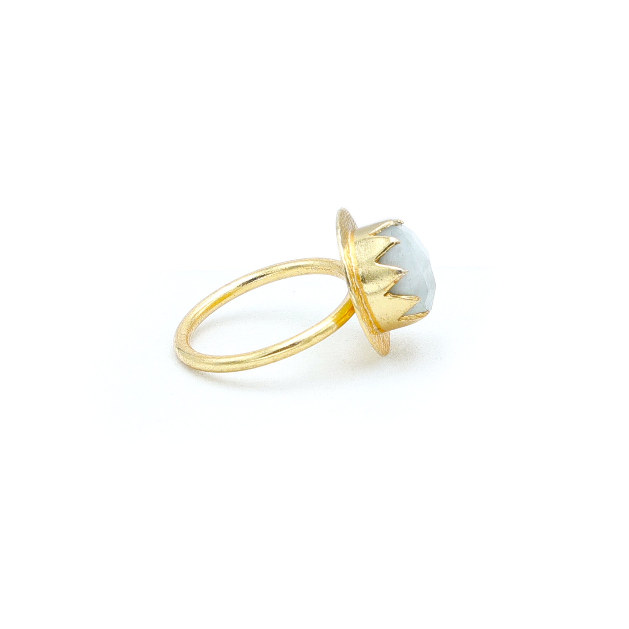 Dua Rainbow Moonstone Ring – Dazzling White Crystal Adjustable Gold-Plated Ring - Dua Online