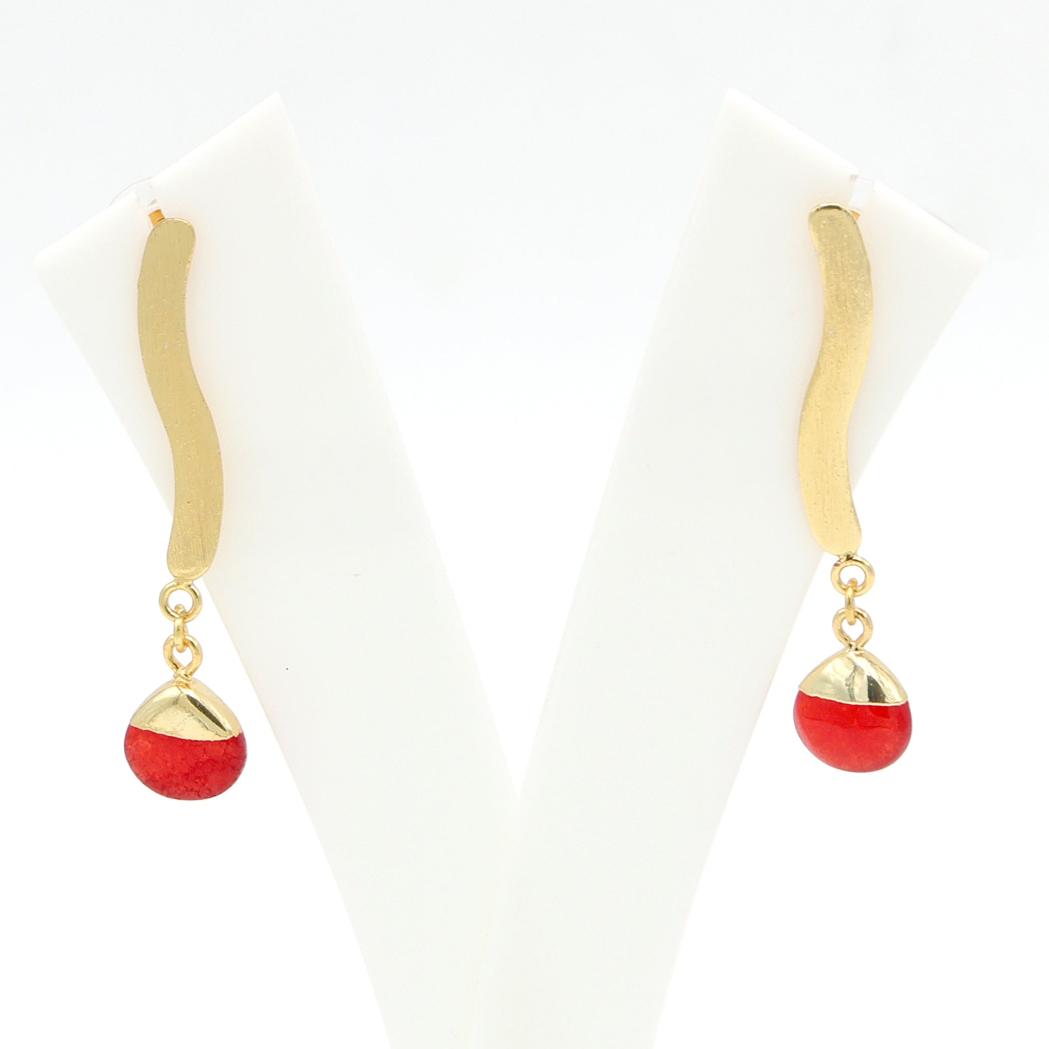 DuaRedJadeHeartEarrings_HandmadeGold-PlatedElegantJewelry