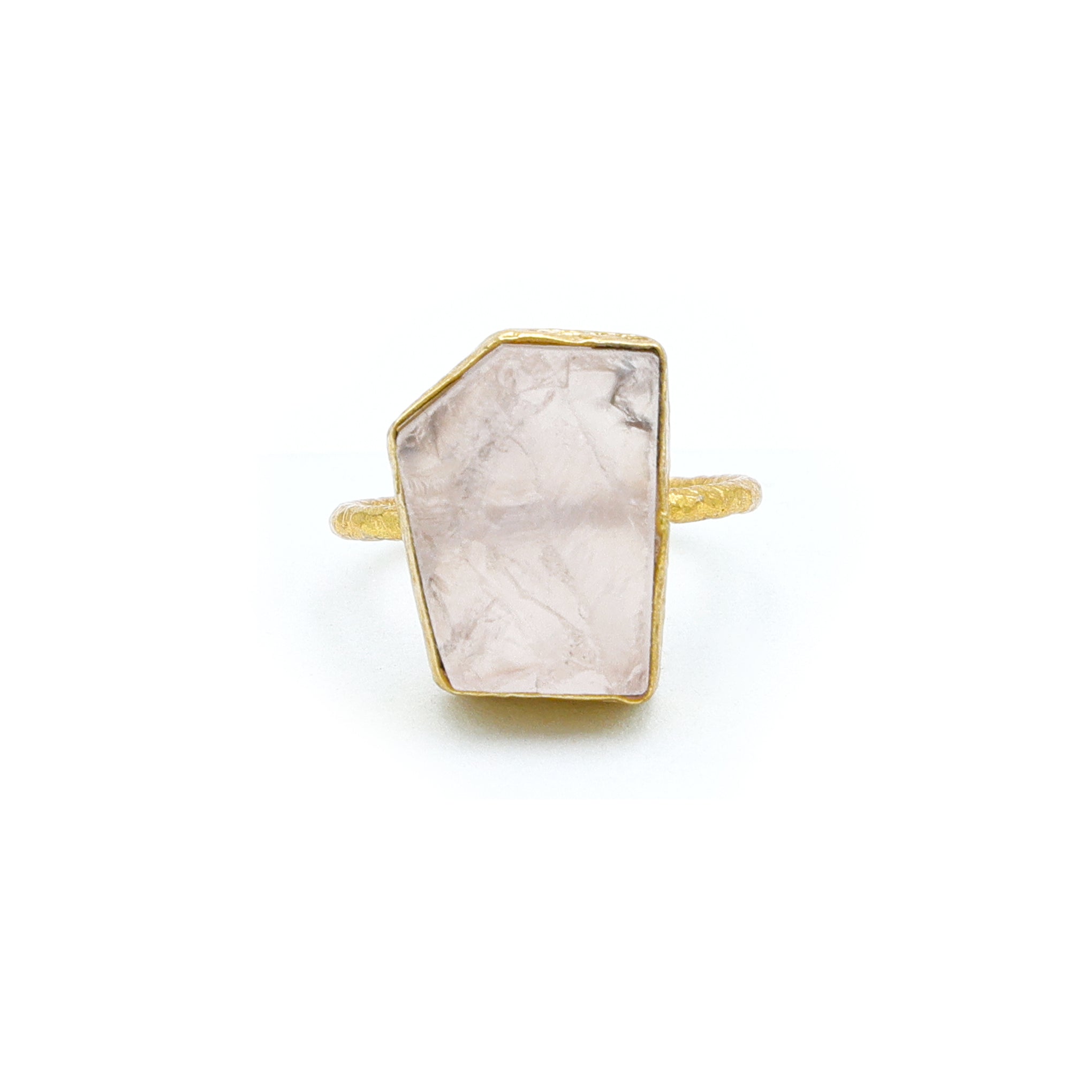 Dua Rose Quartz Unshape Ring – Chic Pink Gemstone Love Ring - Dua Online