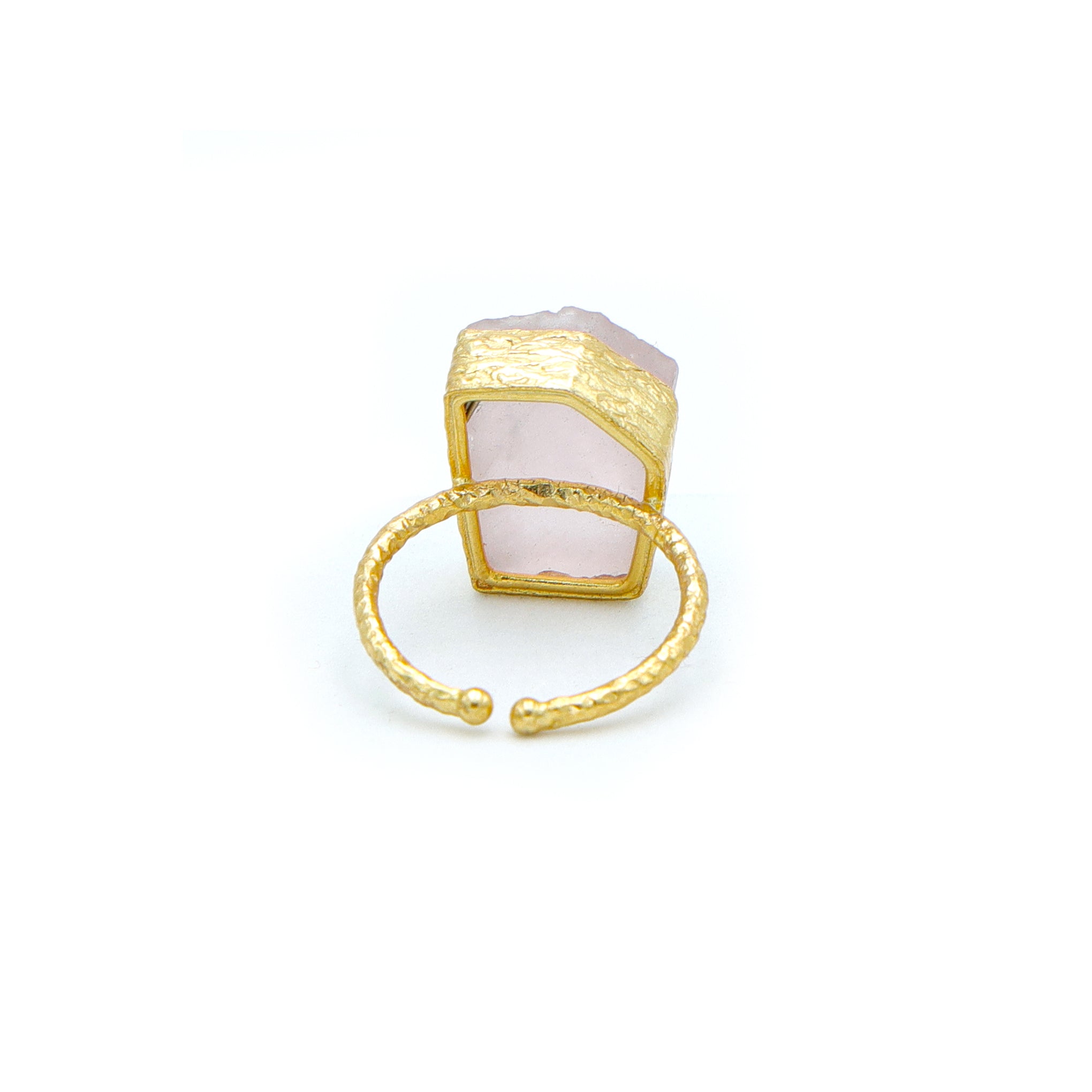 Dua Rose Quartz Unshape Ring – Chic Pink Gemstone Love Ring - Dua Online