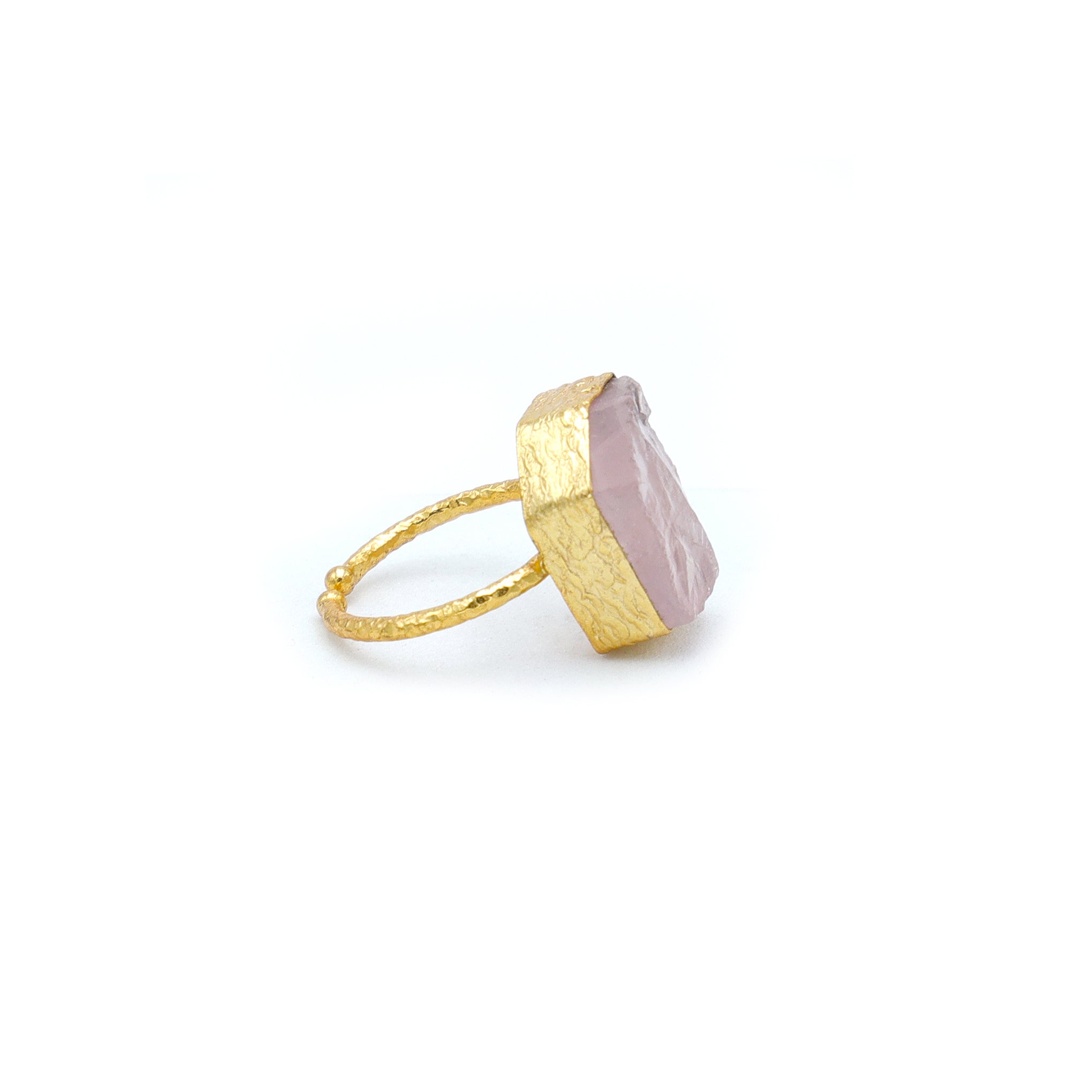 Dua Rose Quartz Unshape Ring – Chic Pink Gemstone Love Ring - Dua Online