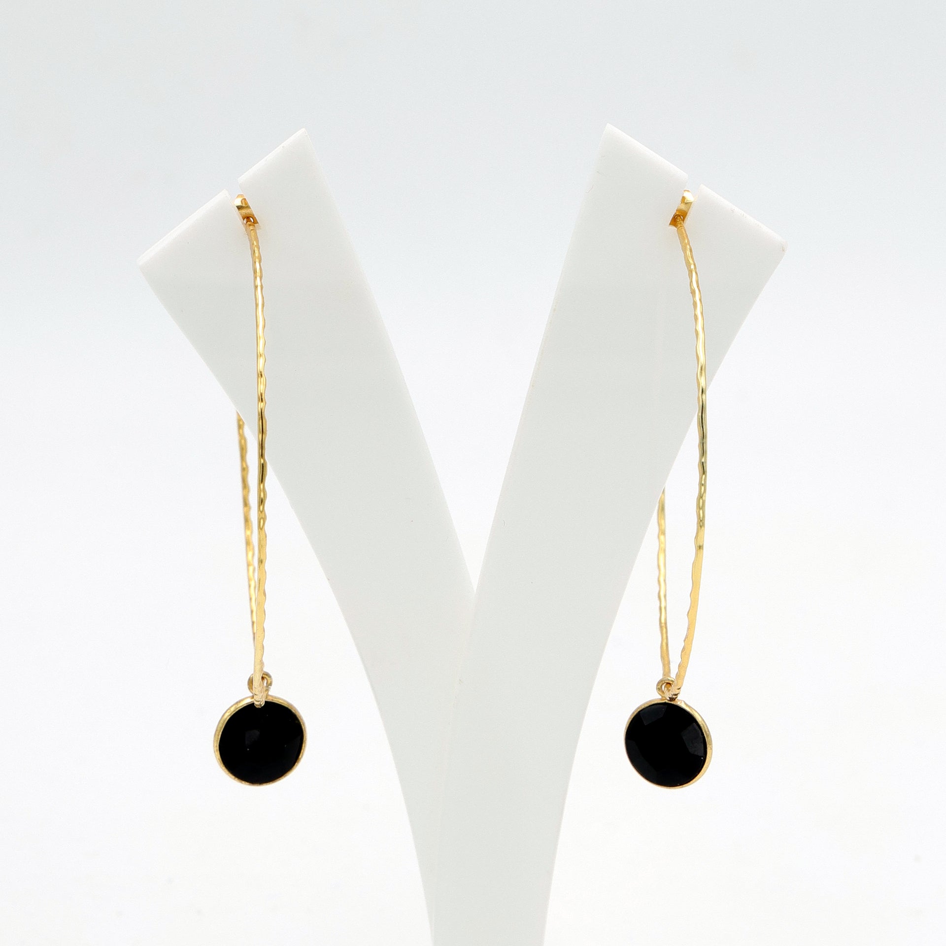 Dua Round Hoop Black Onyx Earrings – Handmade Gold-Plated Elegant Jewelry - Dua Online