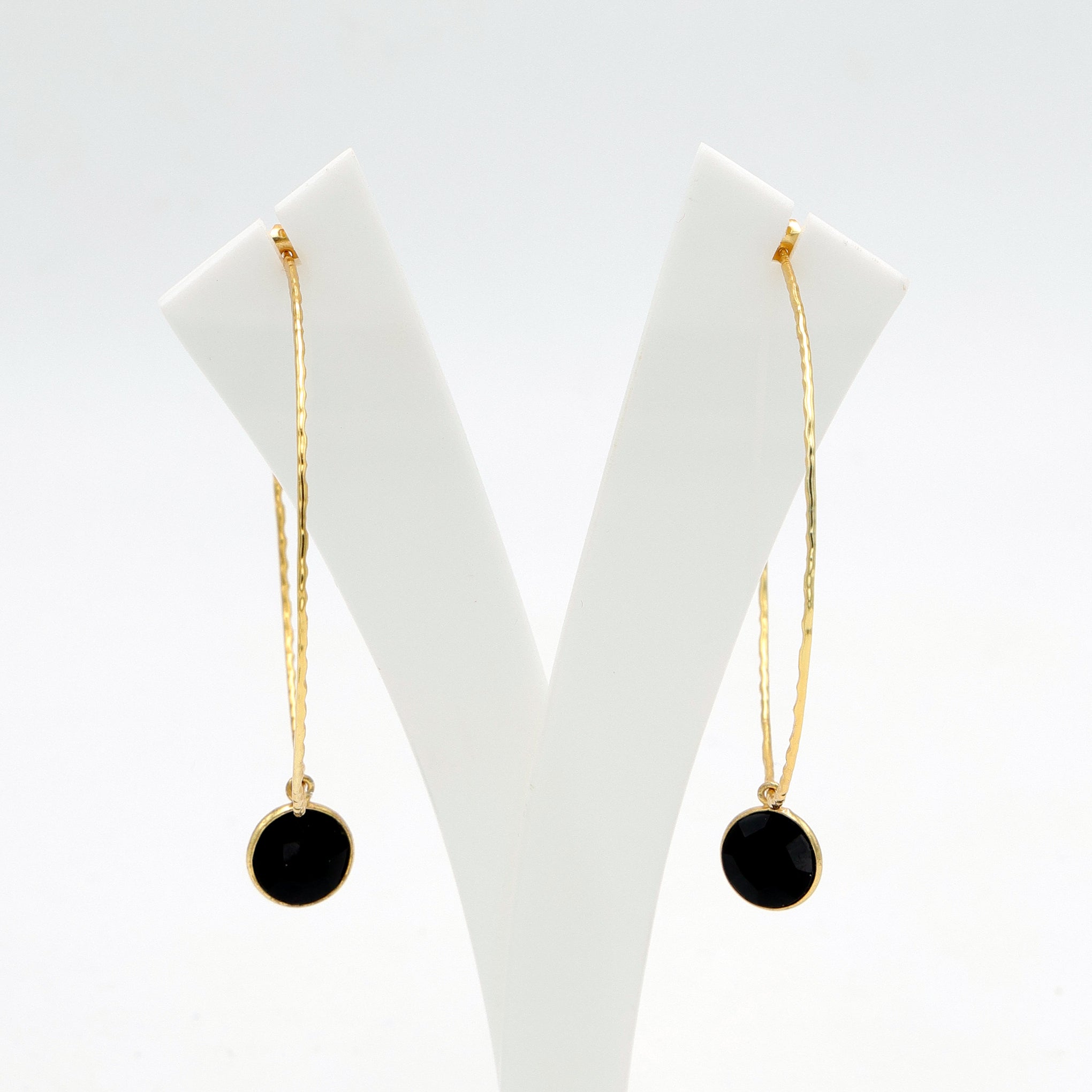 Dua Round Hoop Black Onyx Earrings – Handmade Gold-Plated Elegant Jewelry - Dua Online