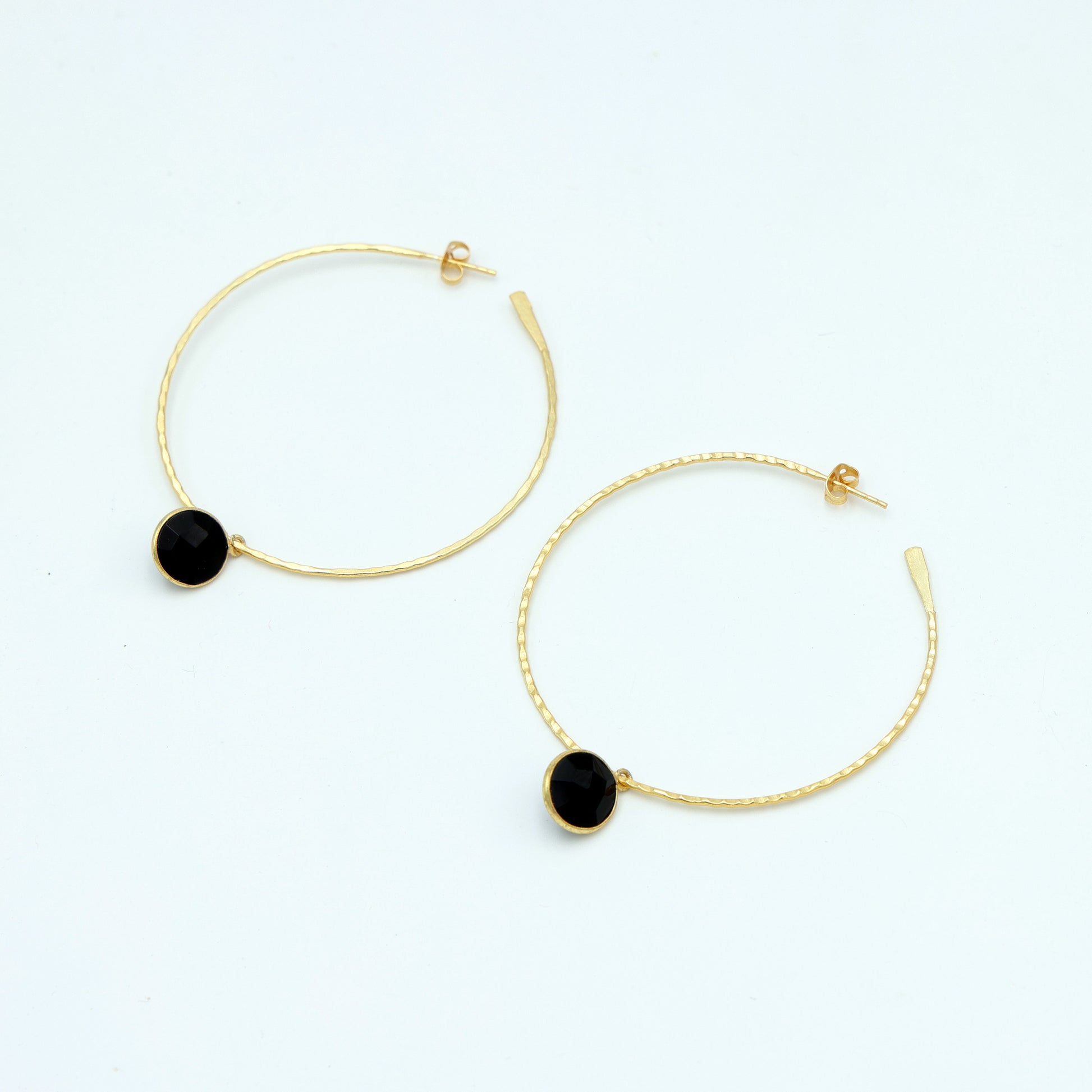 Dua Round Hoop Black Onyx Earrings – Handmade Gold-Plated Elegant Jewelry - Dua Online