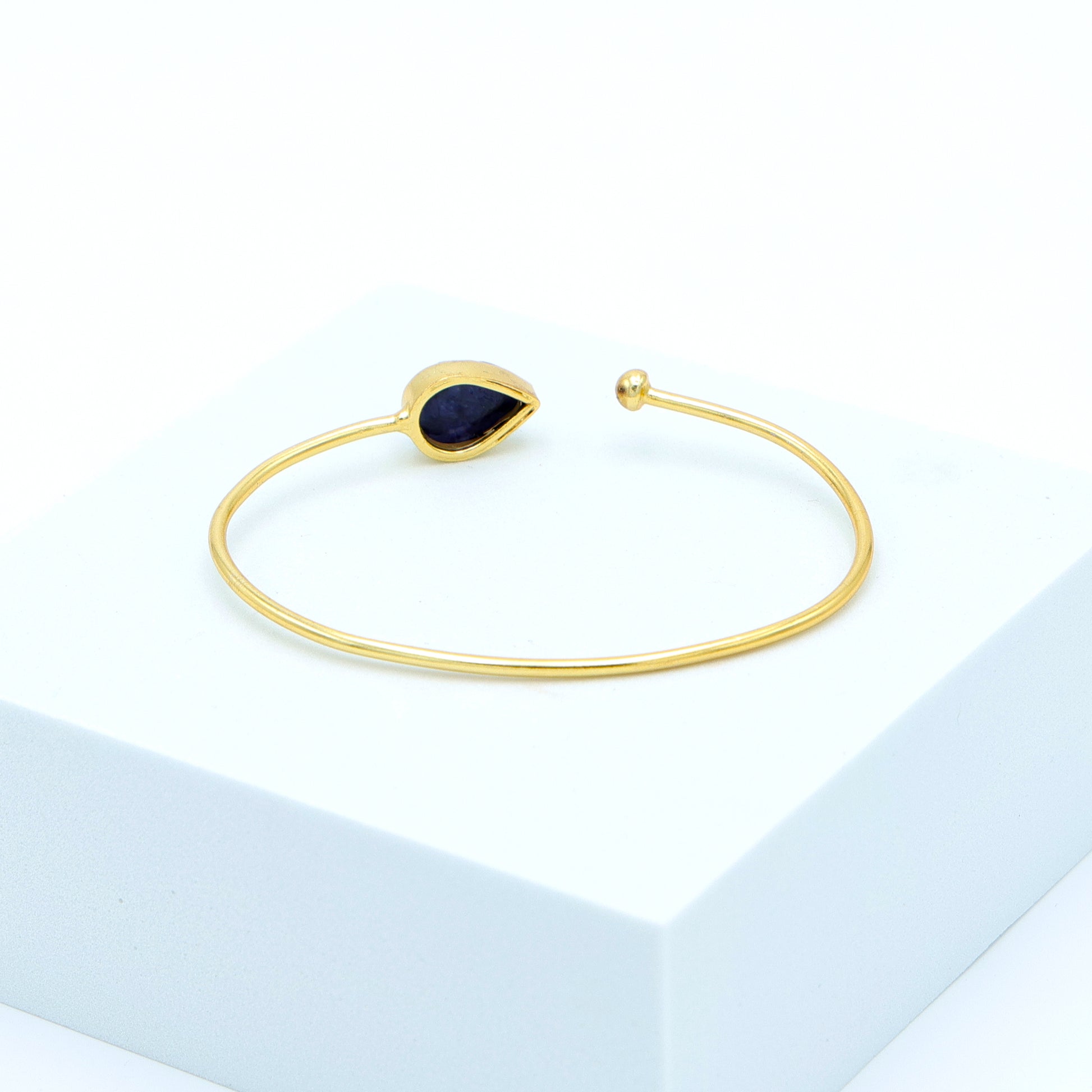 Dua Sapphire Quartz Blue Jade Gold-Plated Bangle – Luxury Gemstone Bracelet - Dua Online