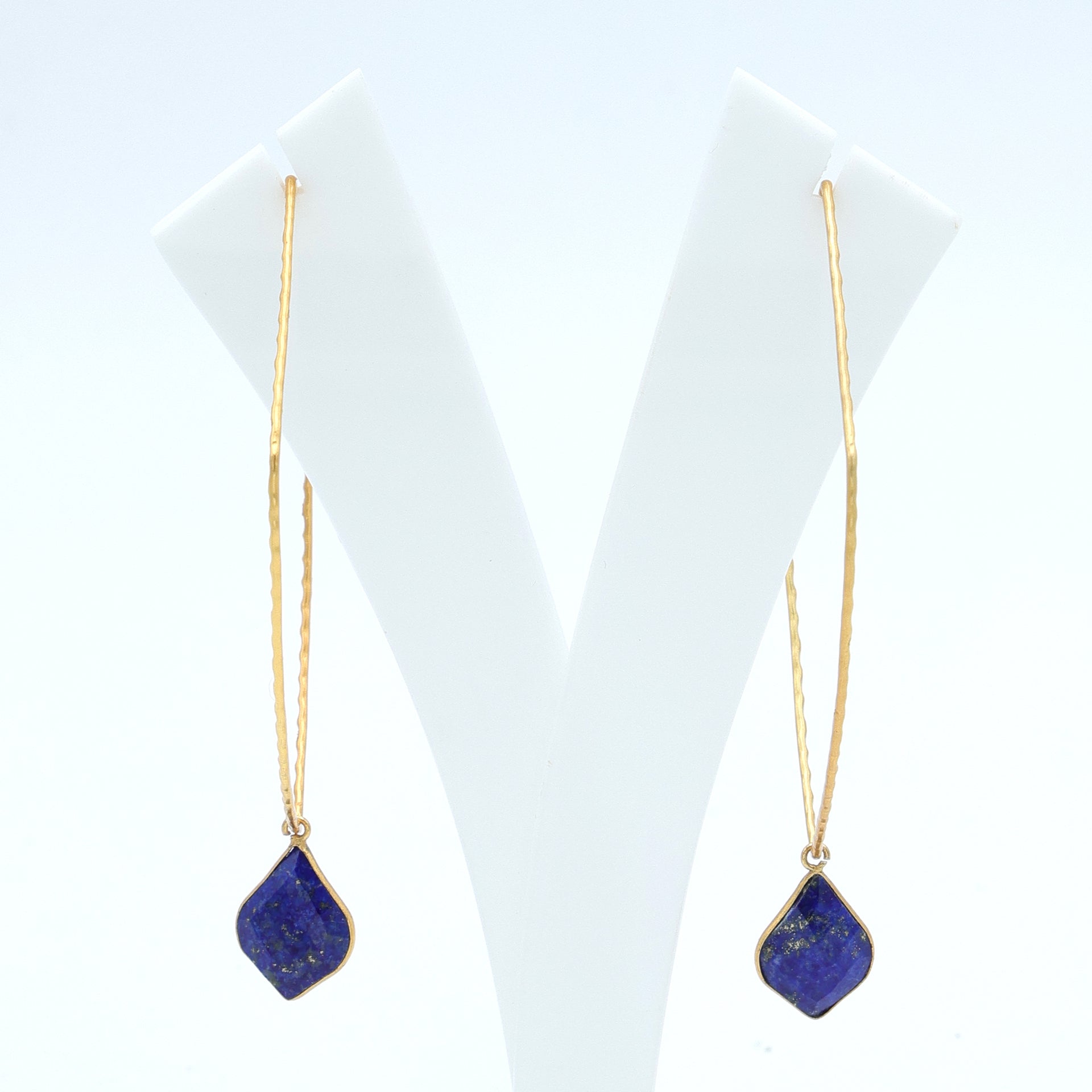 Dua Shield Hoop Lapis Earrings – Handcrafted Gold-Plated Jewelry - Dua Online