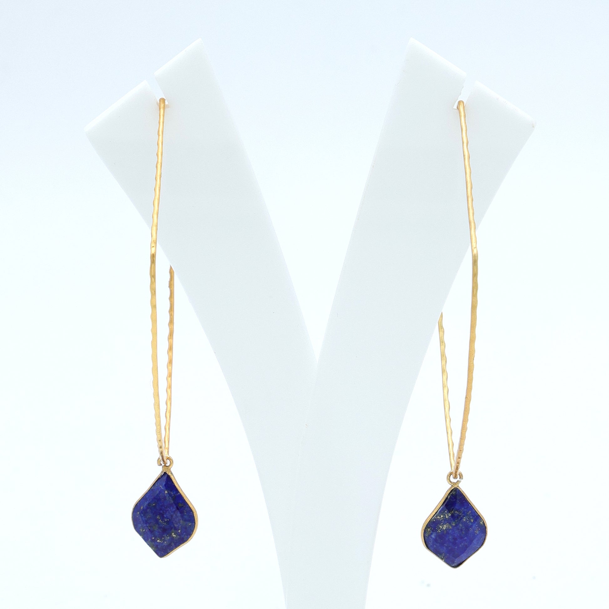 Dua Shield Hoop Lapis Earrings – Handcrafted Gold-Plated Jewelry - Dua Online